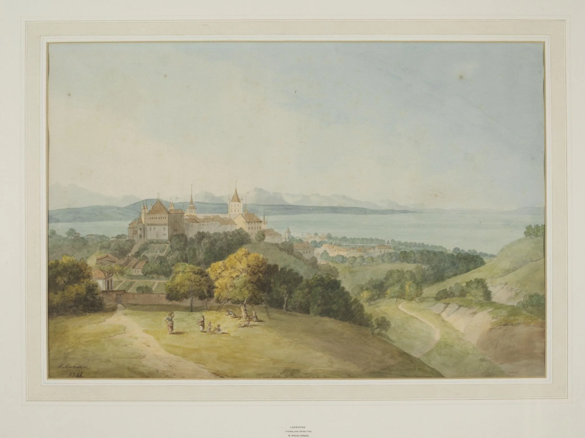 Lausanne, Switzerland, by W. Mackinnon, watercolor, 1798