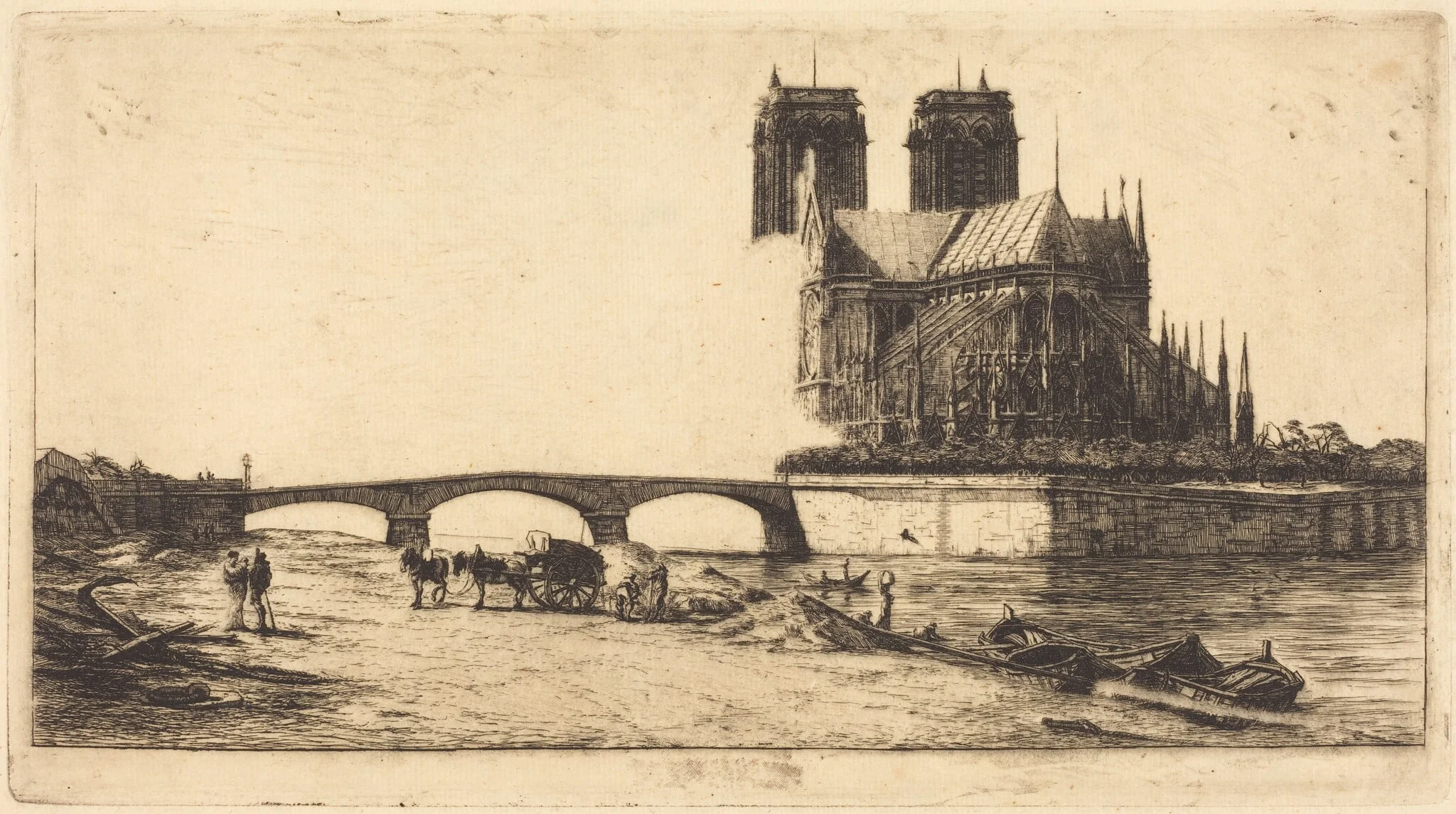 L'abside de Notre-Dame de Paris (The Apse ofthe Cathedral of Notre-Dame, Paris), by Charles Meryon, ink, 1854