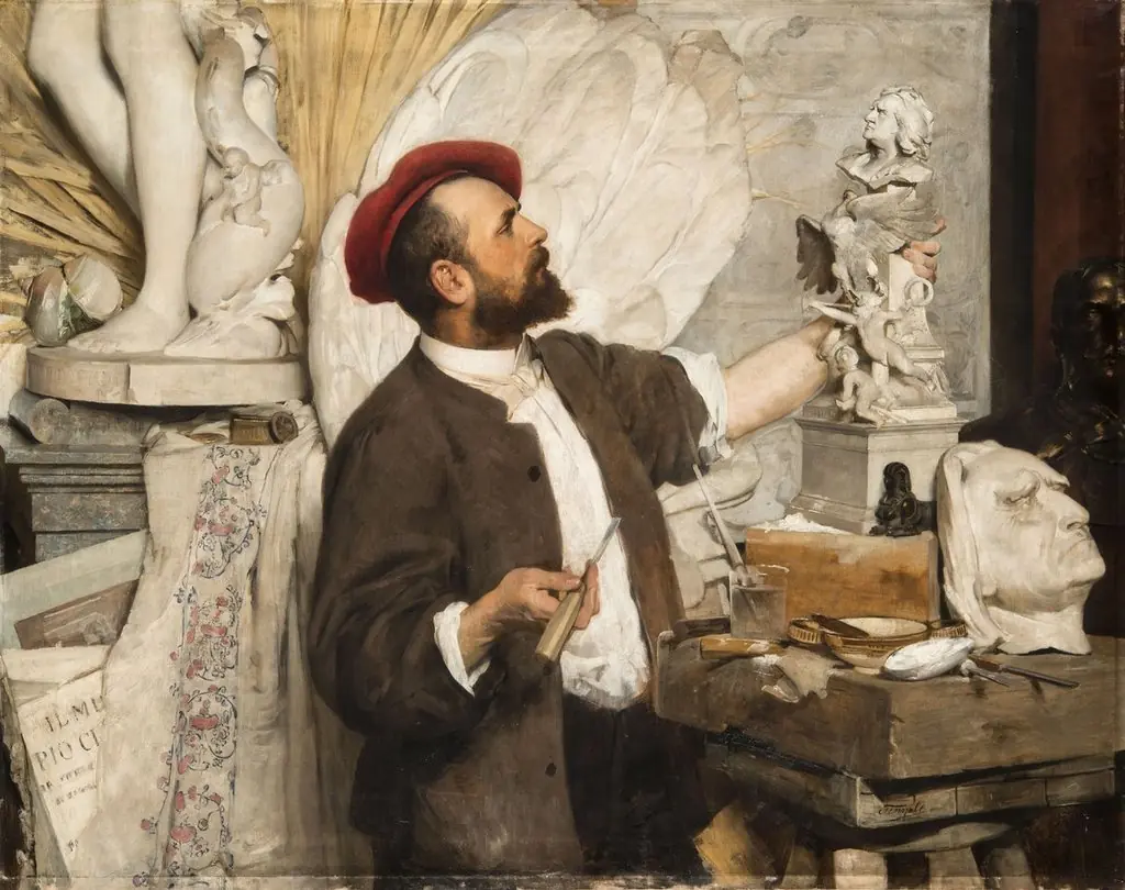 Alajos Stróbl at Work