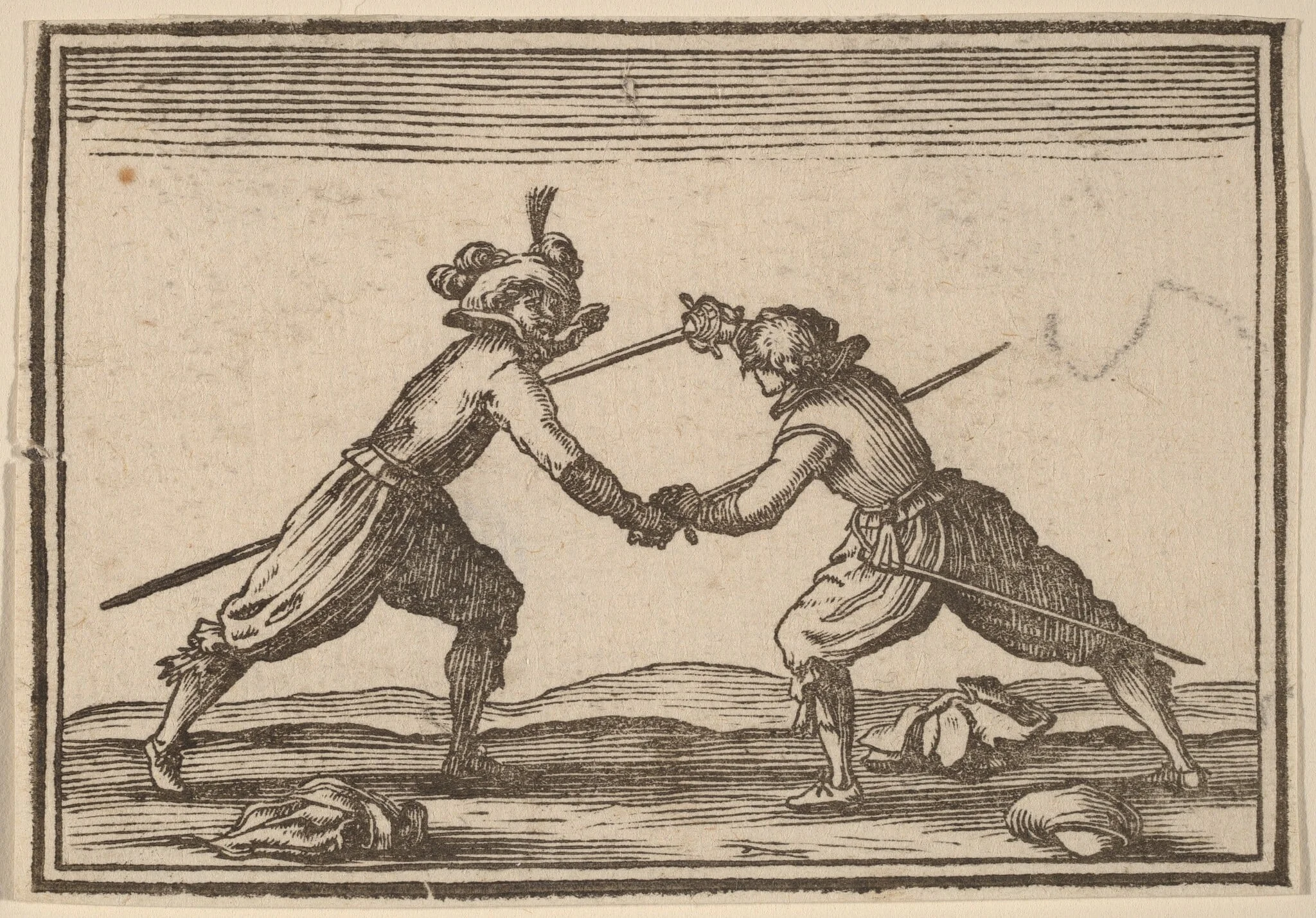 Duel with Swords, by Edouard Eckman, ink, 1621