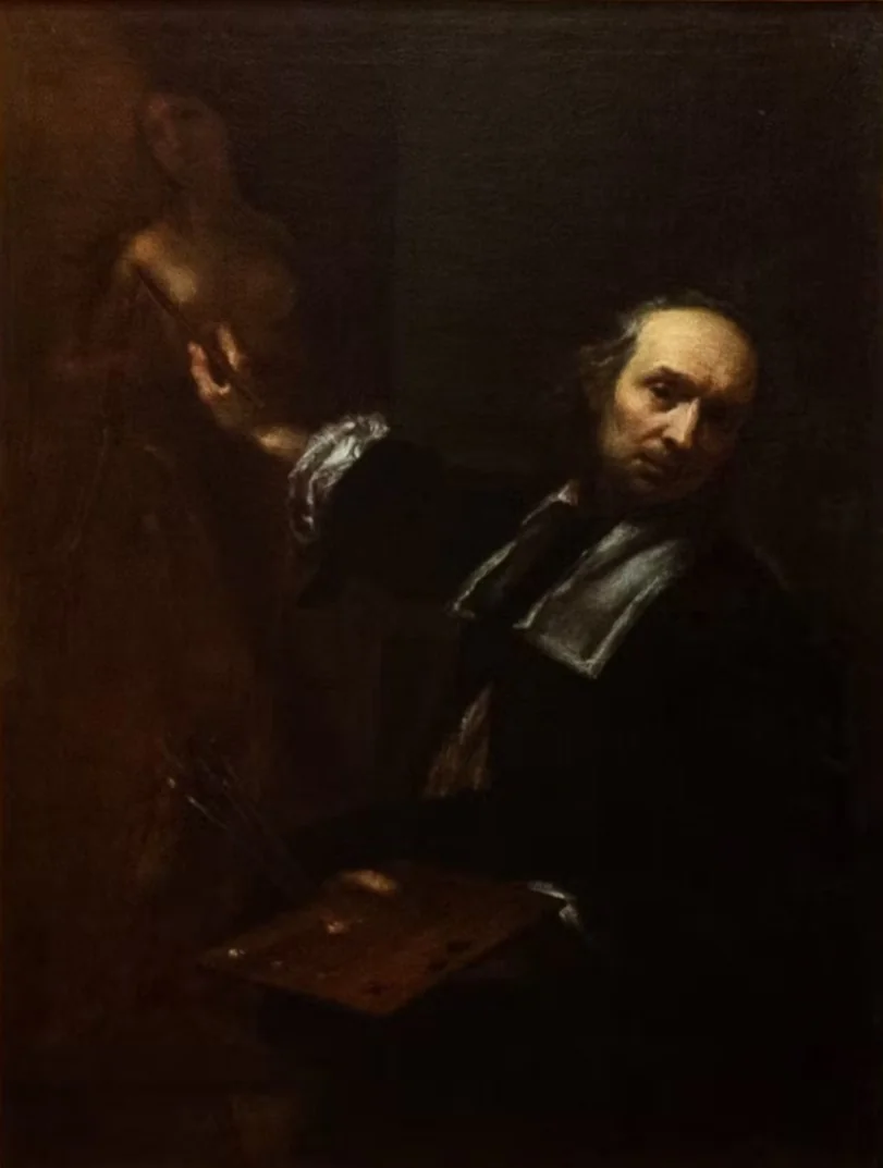 Self-portrait with palette and brush