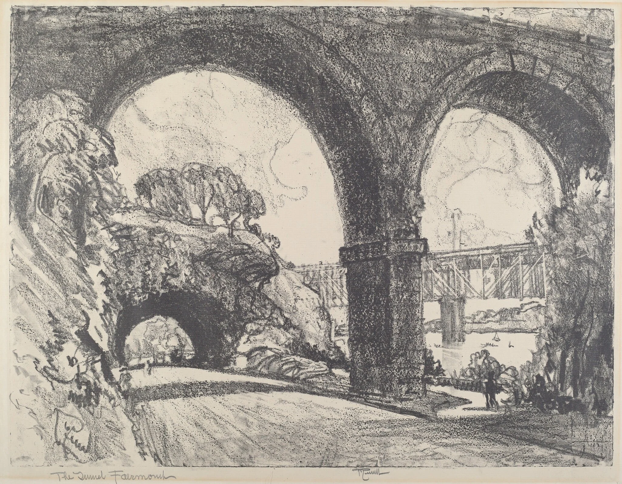 The Tunnel in the Park, by Joseph Pennell, ink, 1912