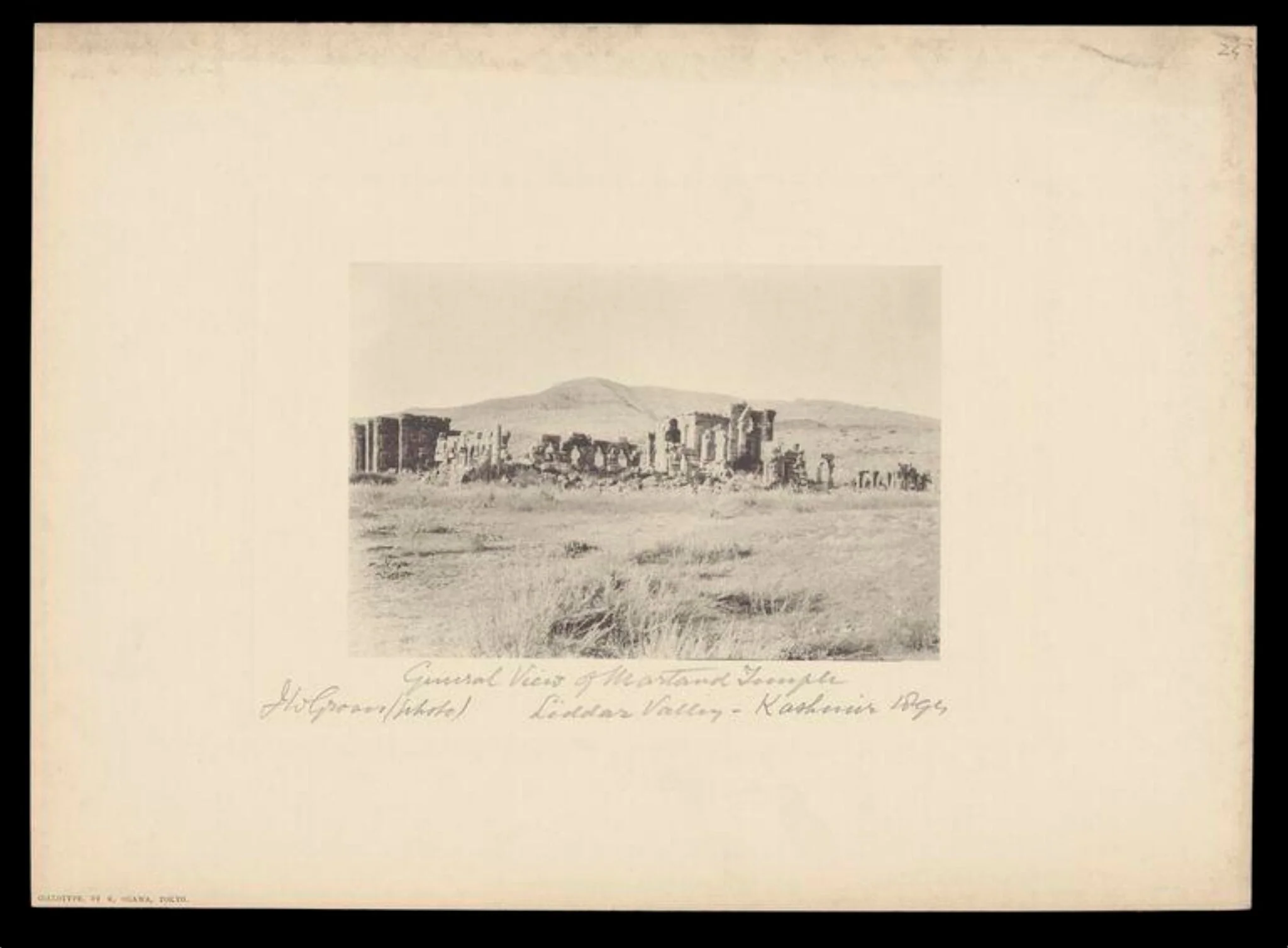 General View of Martand Temple, Liddar Valley, Kashmir, by J.W. Groves, photographic, 1894