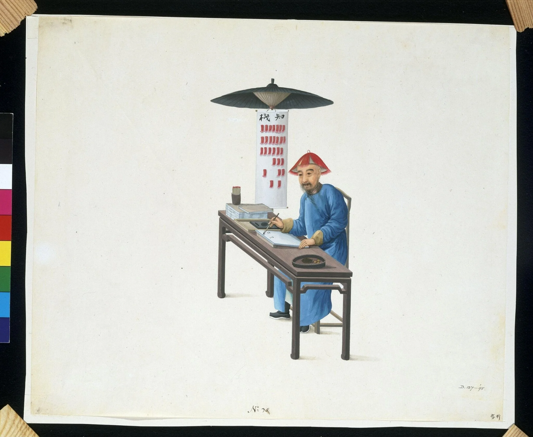 A Fortune Teller, by Puqua, paint, 1790