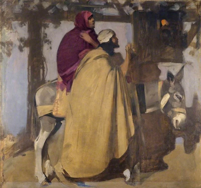 Christmas Eve: 'And there was no room for them in the inn' (unfinished), by Arthur Melville, oil, 1902