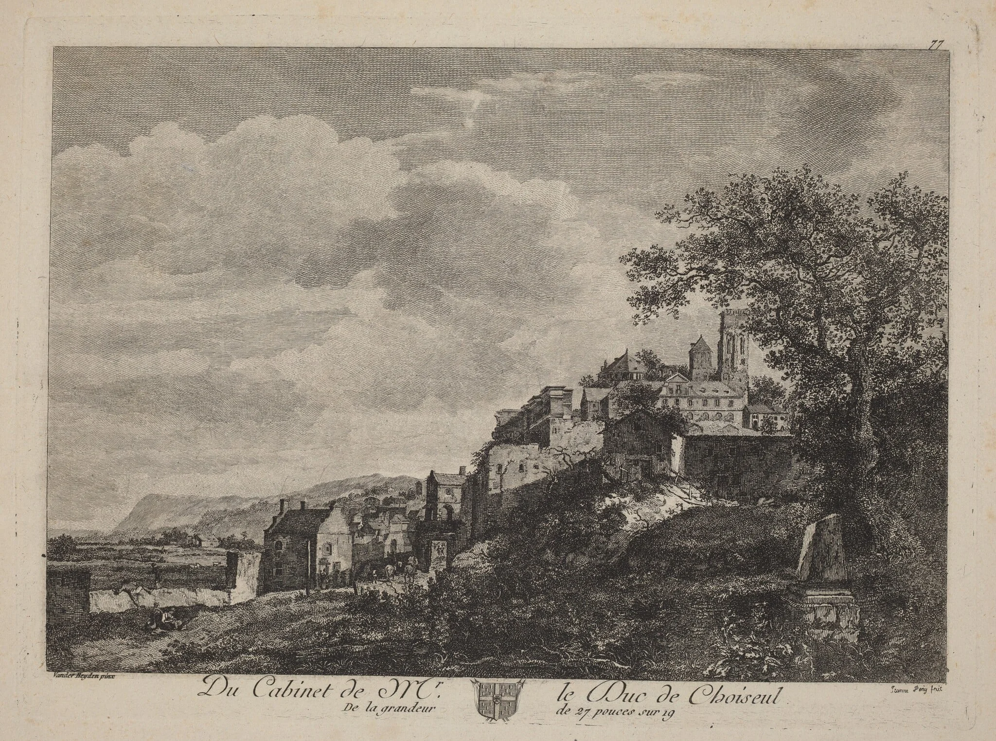 View of a Hilltown, by Jeanne Deny, ink, 1789