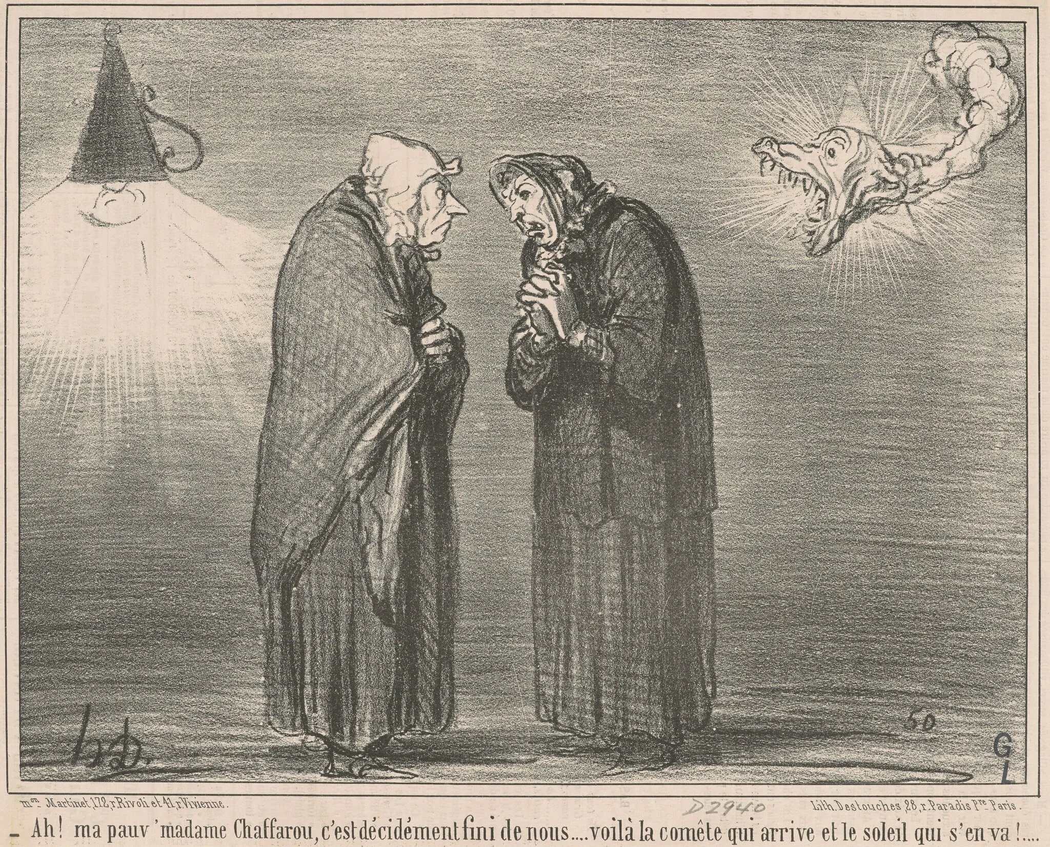 Ah! Ma pauv' Madame Chaffarou ..., by Honoré Daumier, ink, 1857