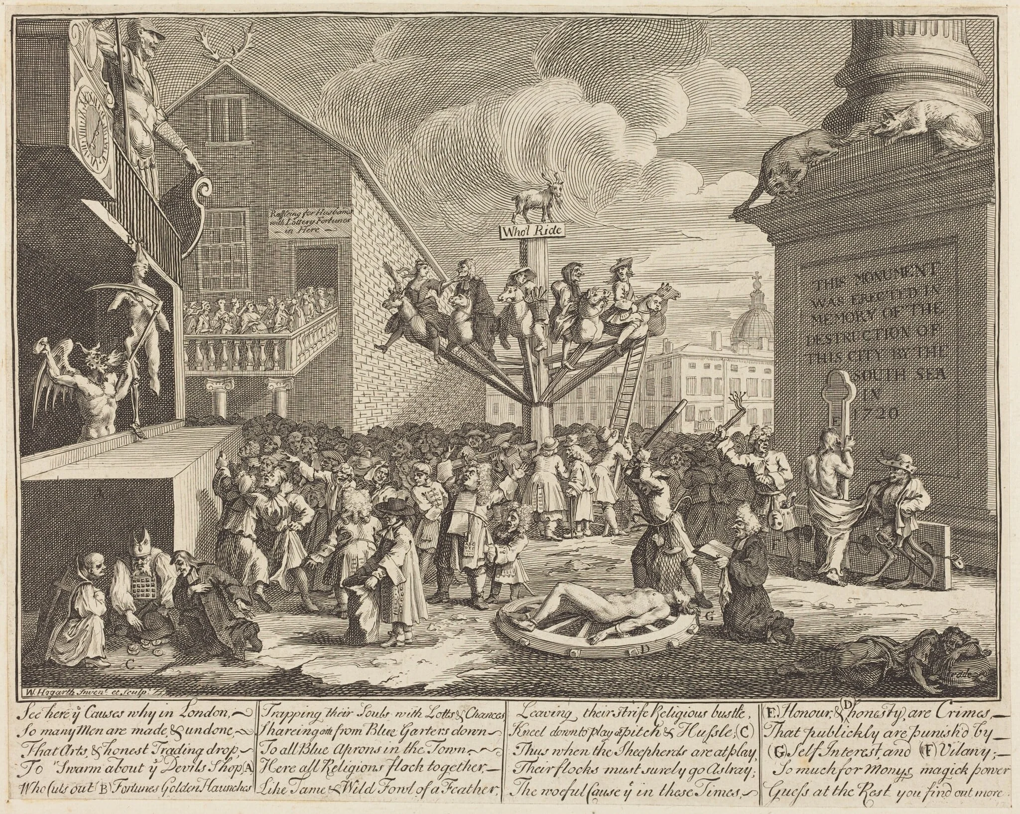 The South Sea Scheme, by William Hogarth, ink, 1721