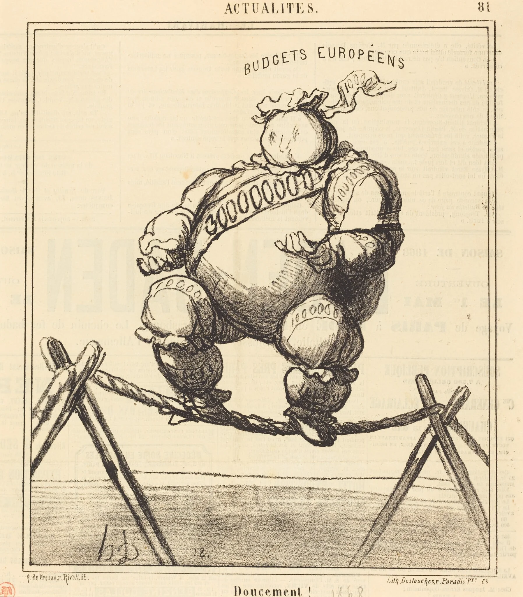 Doucement!, by Honoré Daumier, ink, 1868