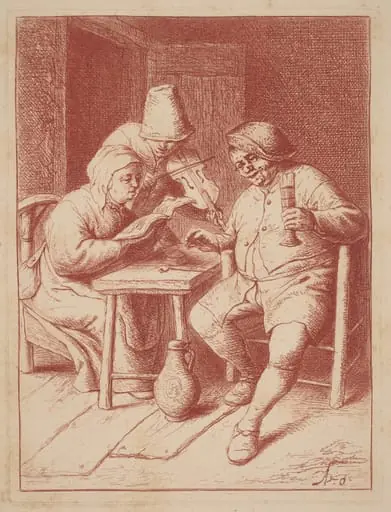 Two Singers and a Fiddler in an Interior