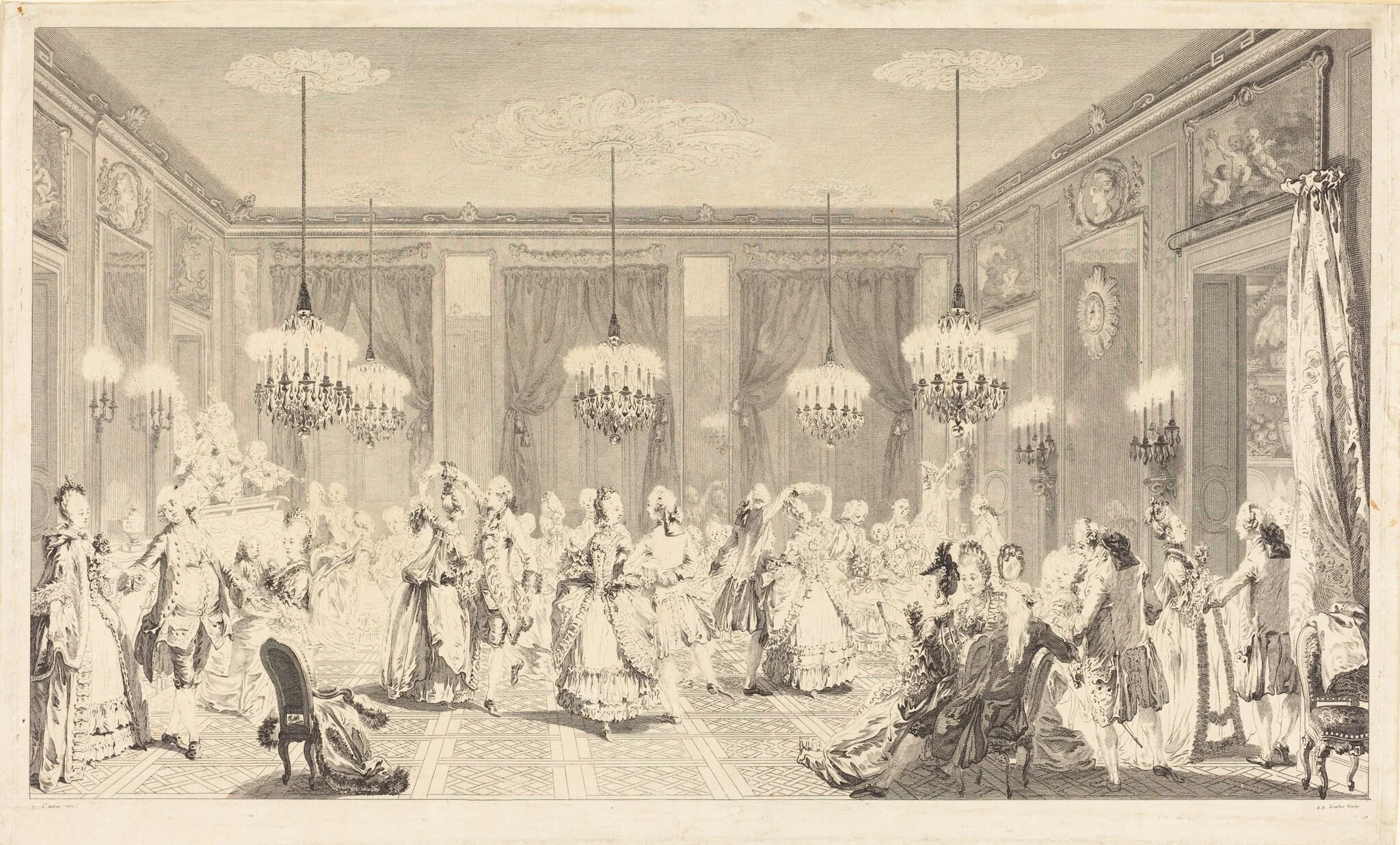 Le bal pare, by Antoine-Jean Duclos, ink, 1774