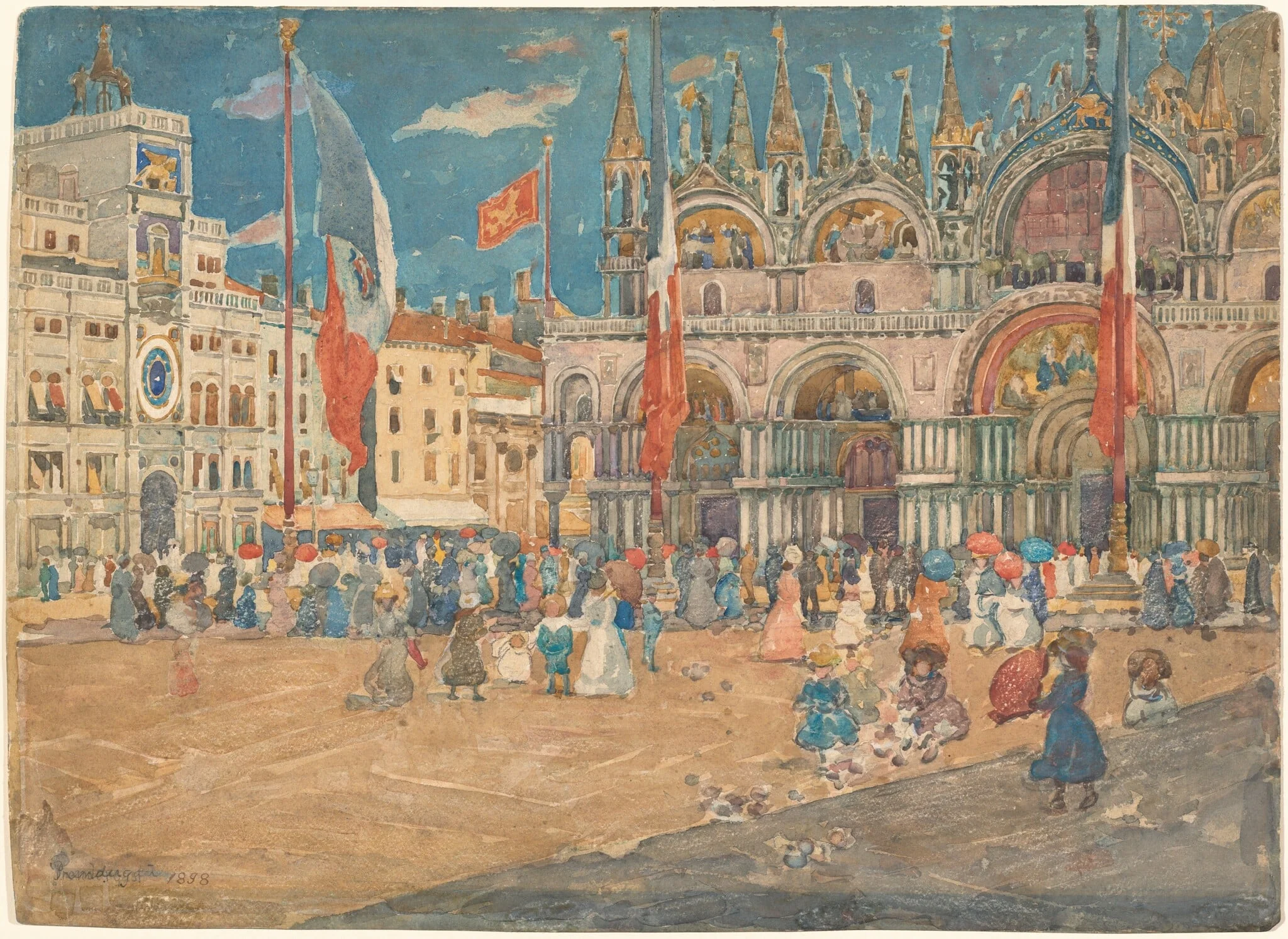 Piazza San Marco, by Maurice Prendergast, graphite, 1898