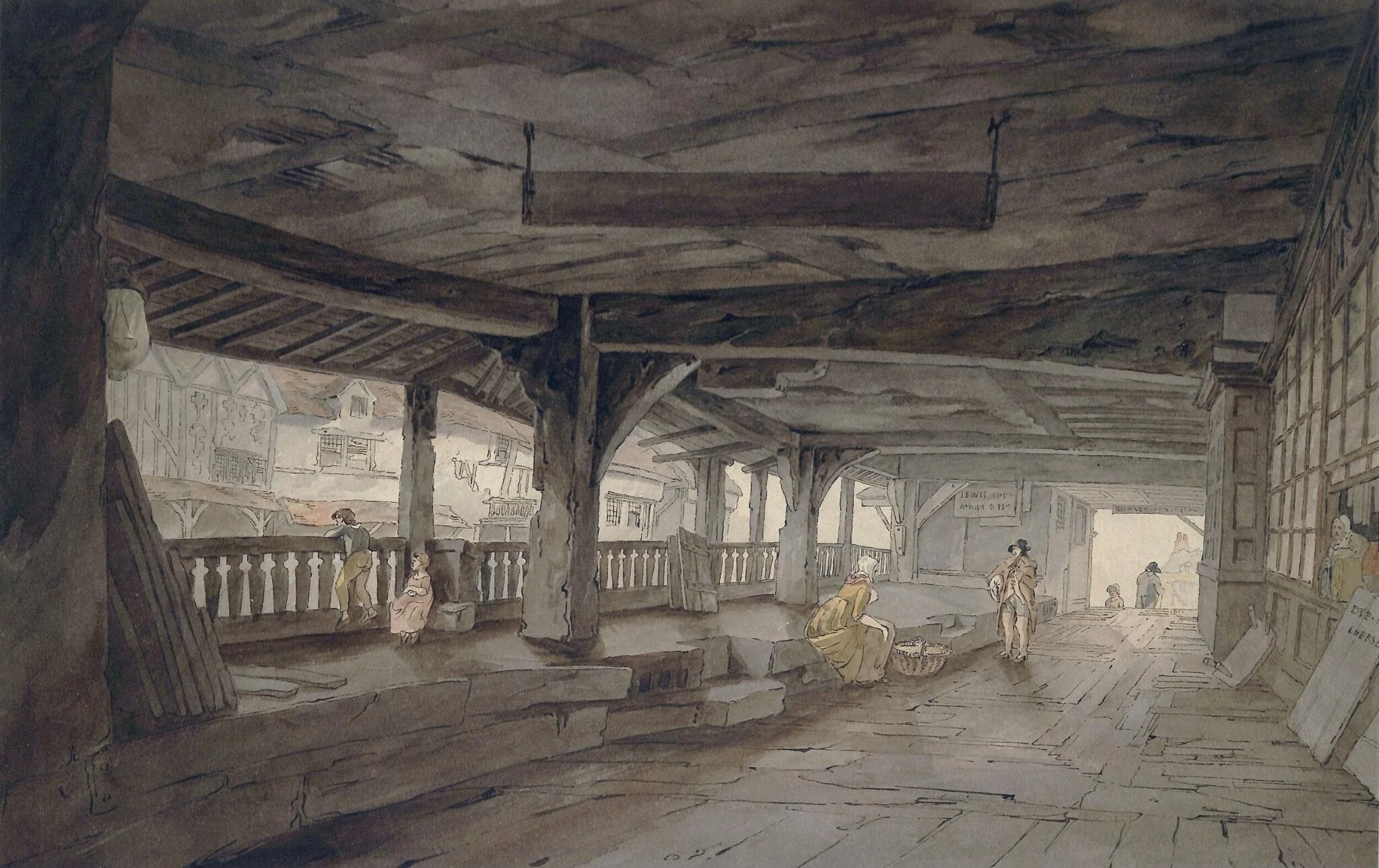 A Chester Row, by Ward, watercolor, 1750
