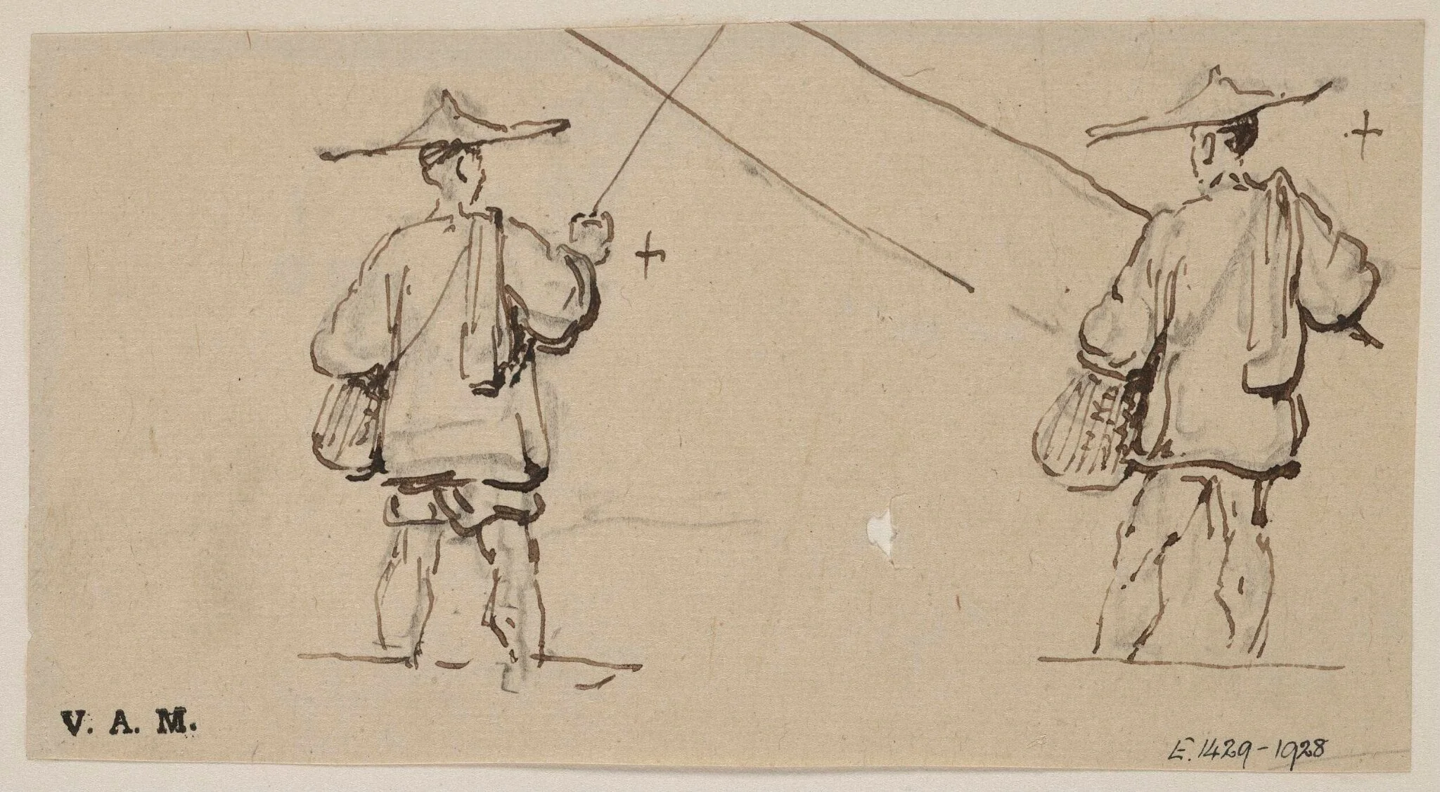Two drawings of fishermen, by George Chinnery, 19