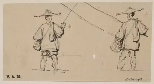 Two drawings of fishermen