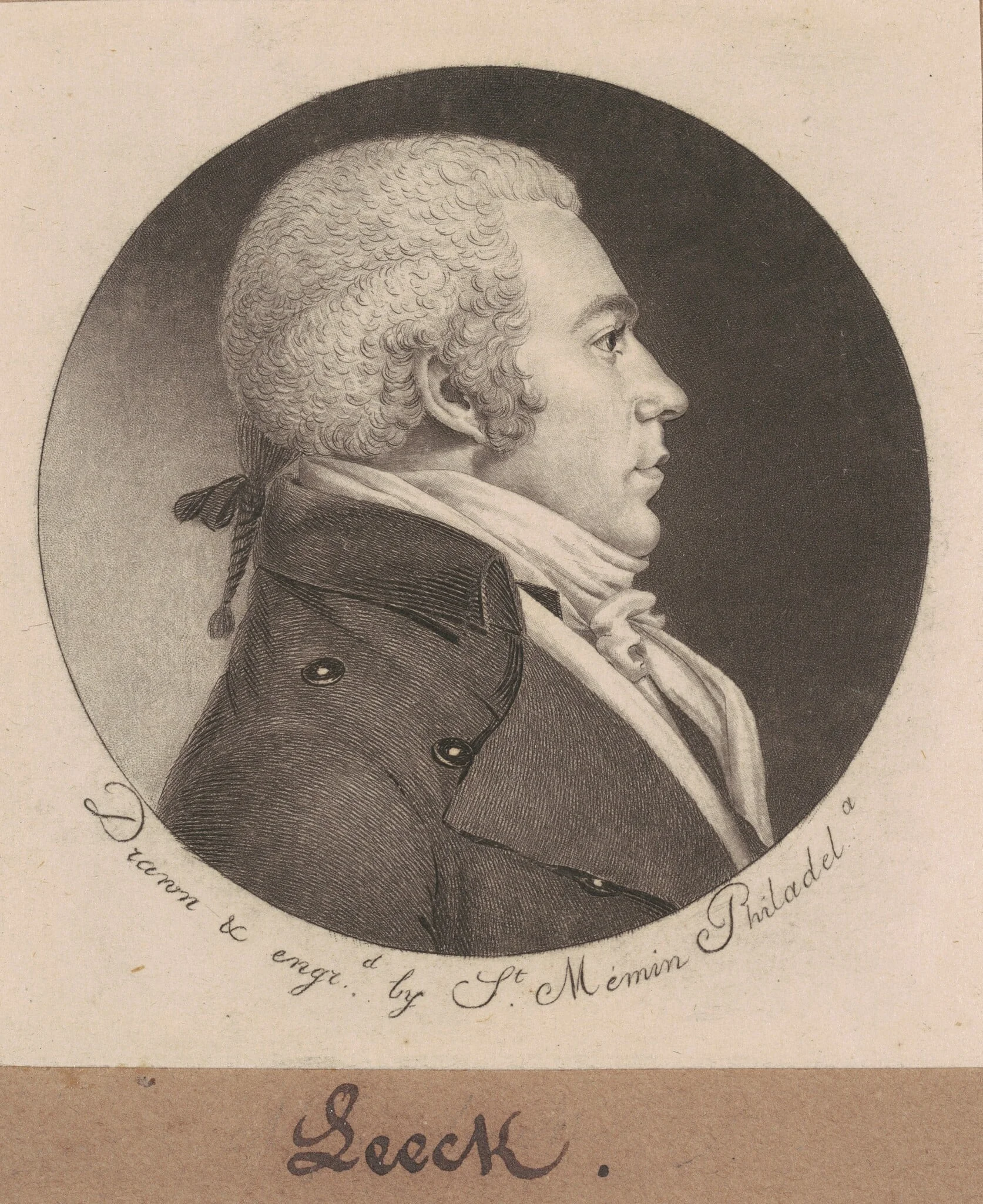 Leech, by Charles Balthazar Julien Févret de Saint-Mémin, ink, 1798