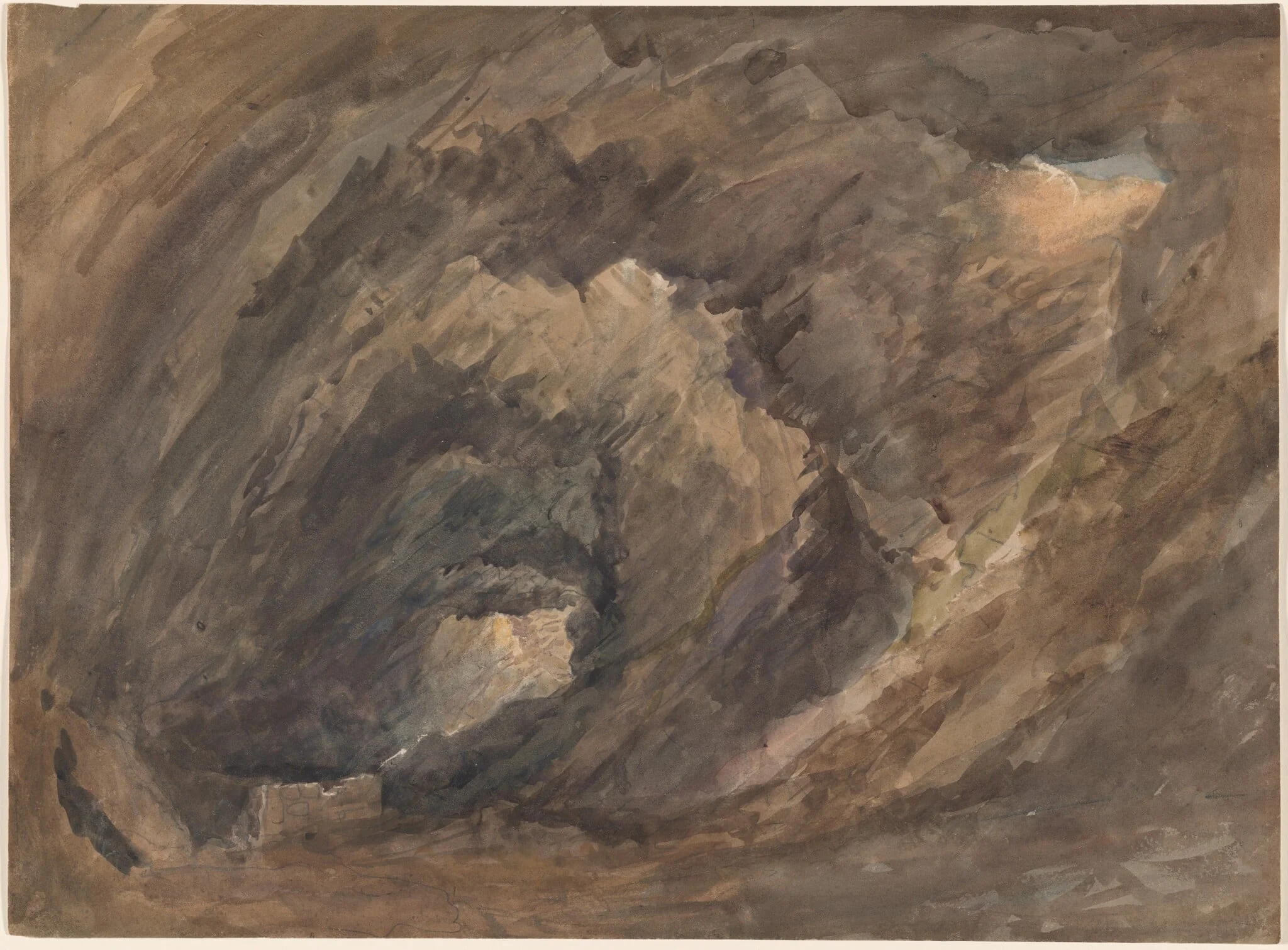 Grotto Interior, by David Cox, graphite, 1850