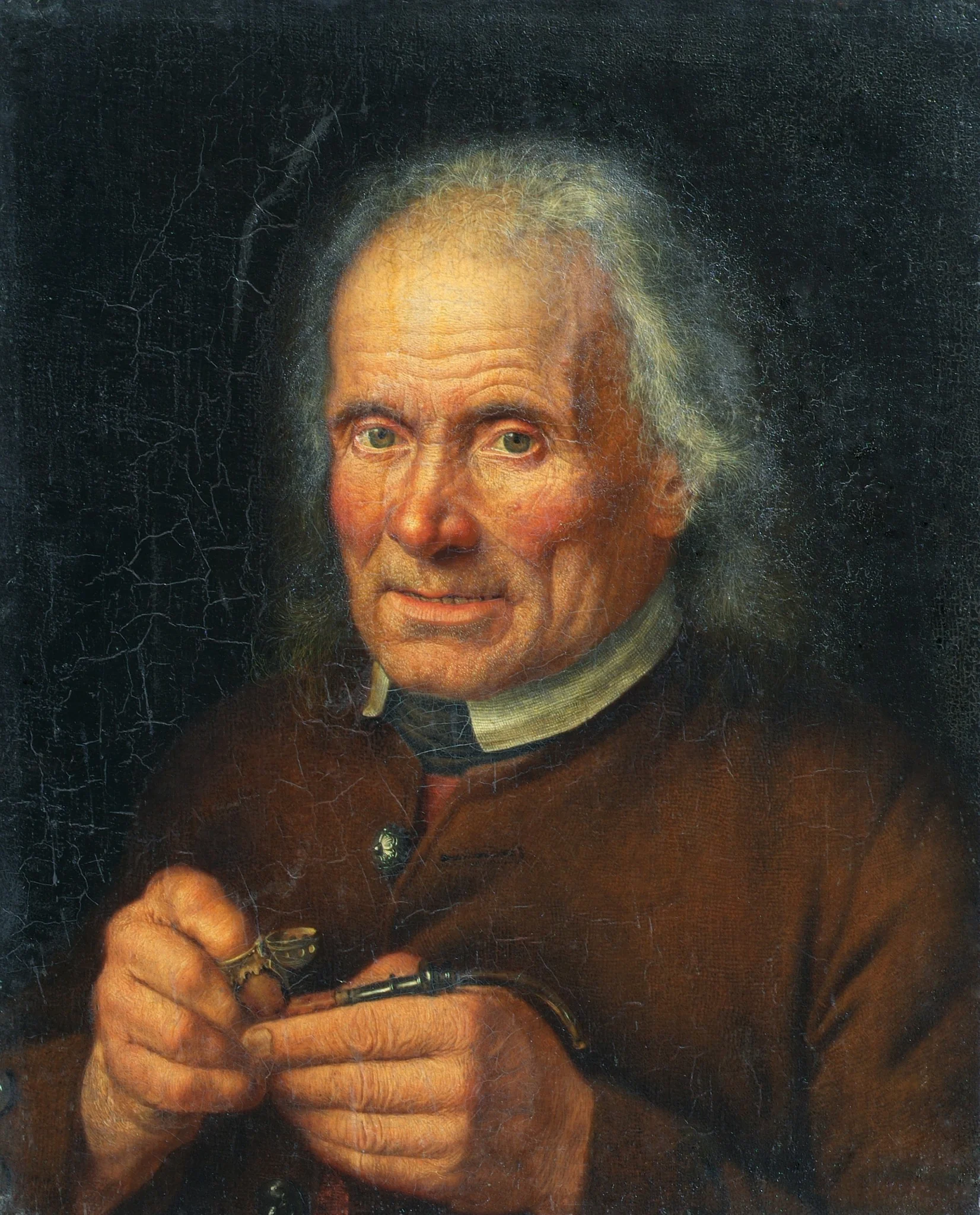 Alter Bauer, sein Pfeifchen stopfend, by Johann Baptist Hoechle, oil, 1803