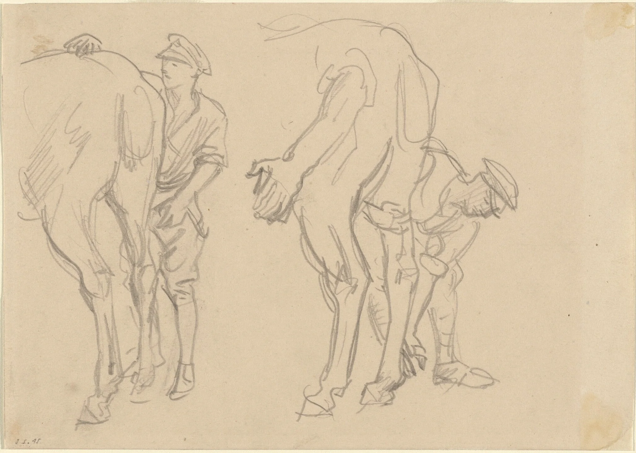 Studies for "Scots Grey", by John Singer Sargent, graphite, 1918