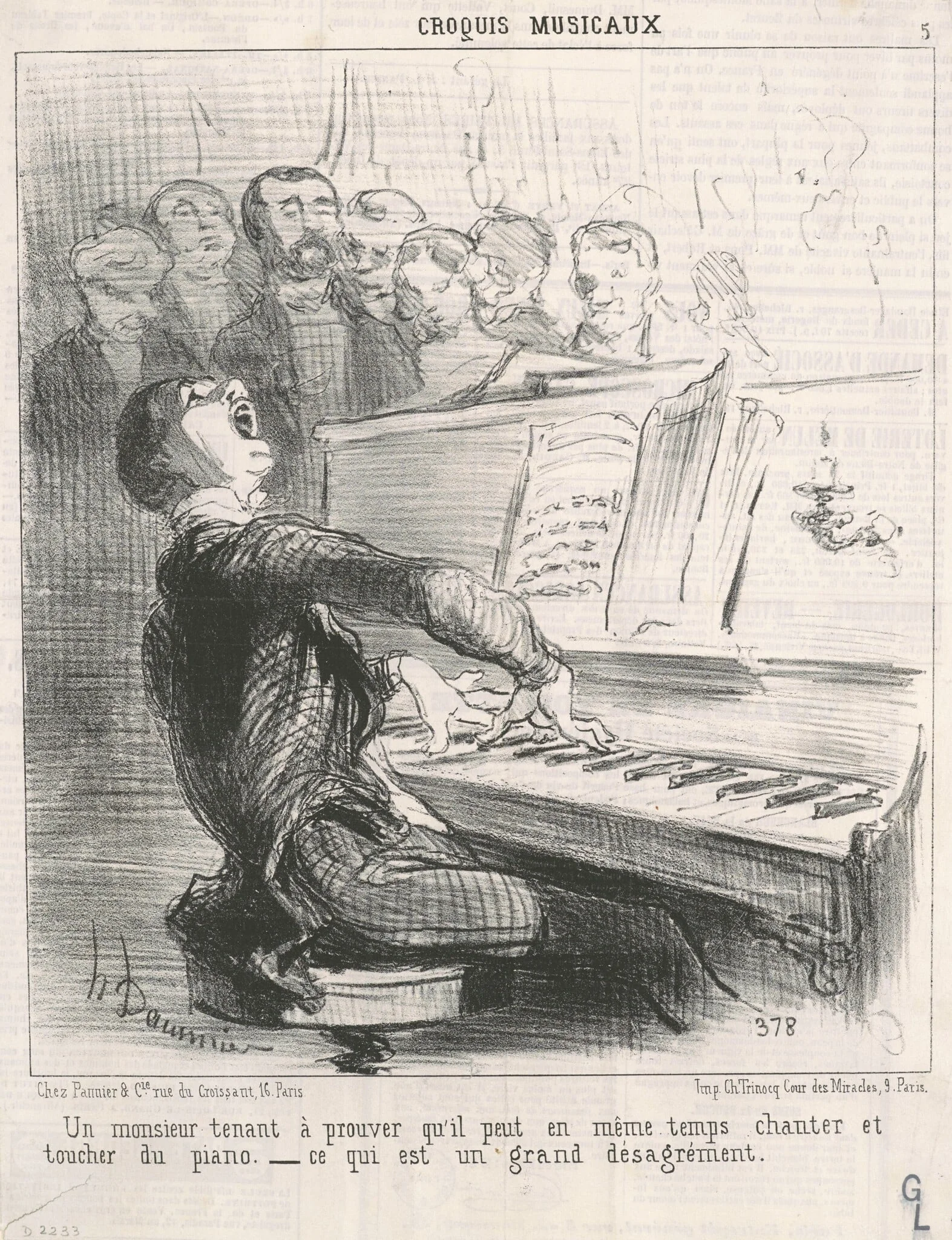 Un Monsieur tenant à prouver qu'il peut..., by Honoré Daumier, ink, 1852
