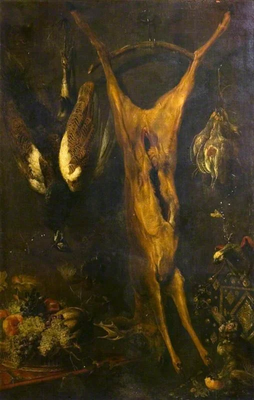 Still Life with a Dead Deer, by Frans Snyders, oil, 1628