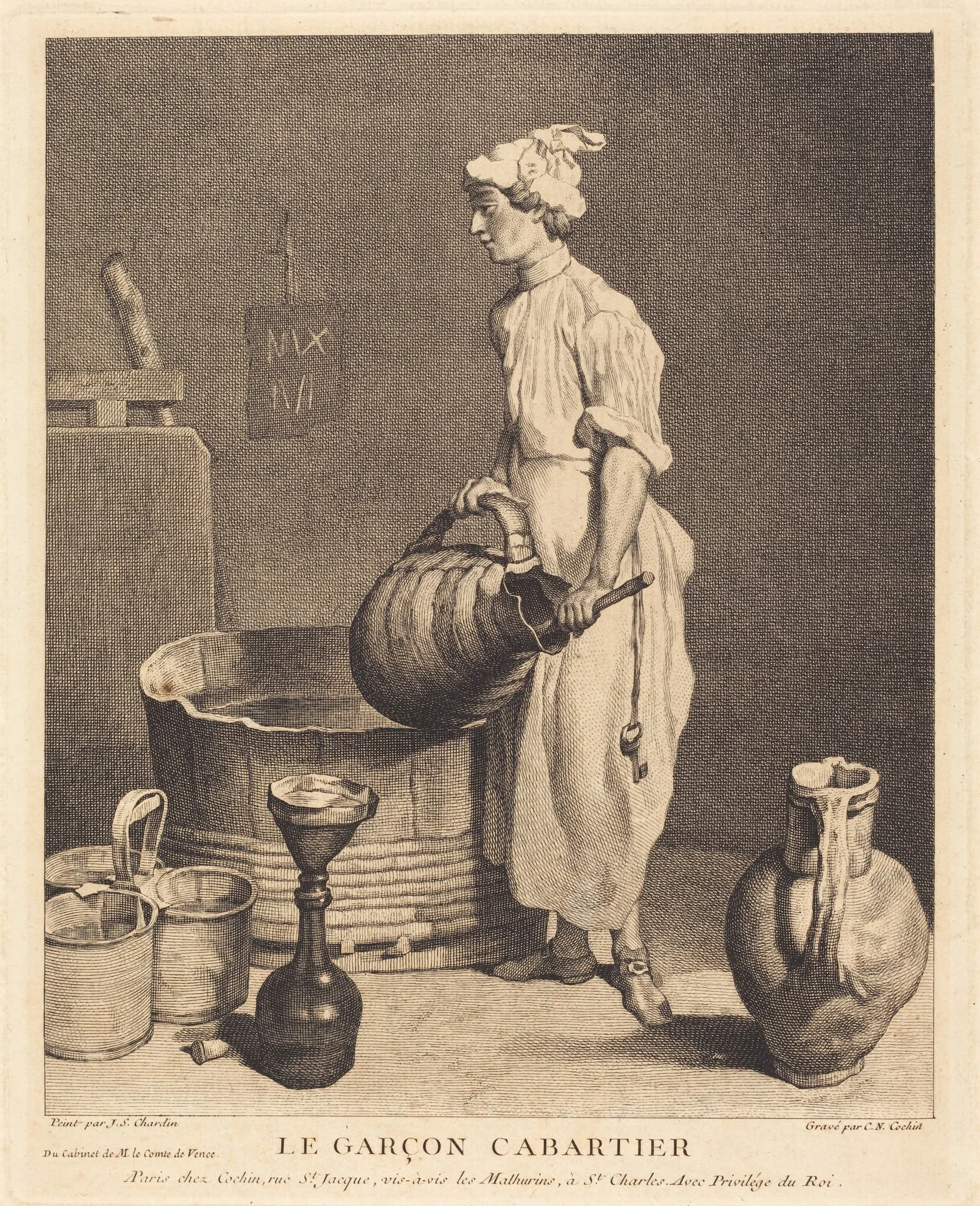 Le Garcon cabaretier, by Charles-Nicolas Cochin I, ink, 1740