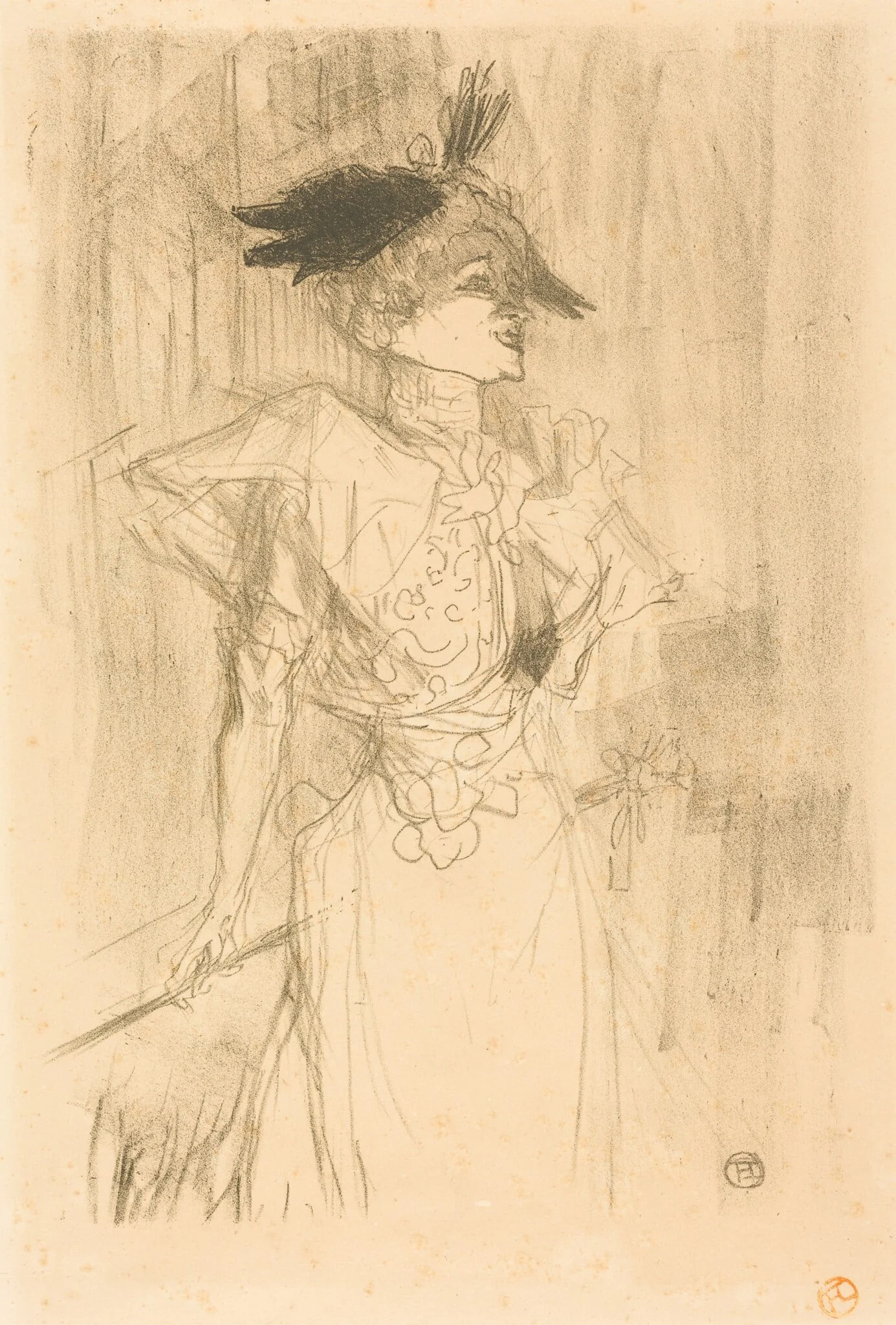 Mlle. Marcelle Lender, Standing (Mlle. Marcelle Lender, debout), by Henri de Toulouse-Lautrec, ink, 1895