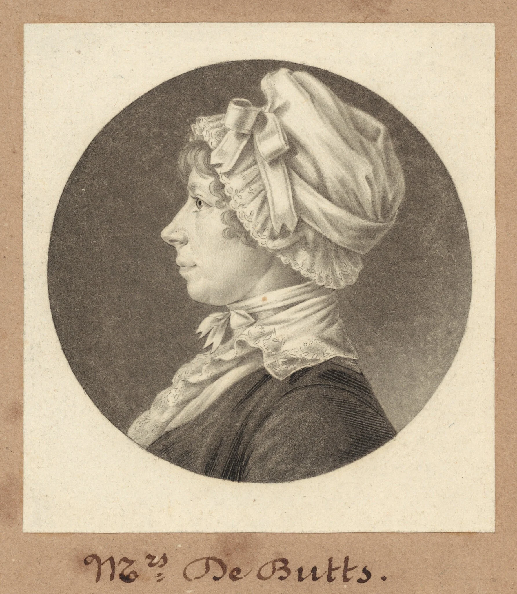Marianne Welby DeButts, by Charles Balthazar Julien Févret de Saint-Mémin, ink, 1805