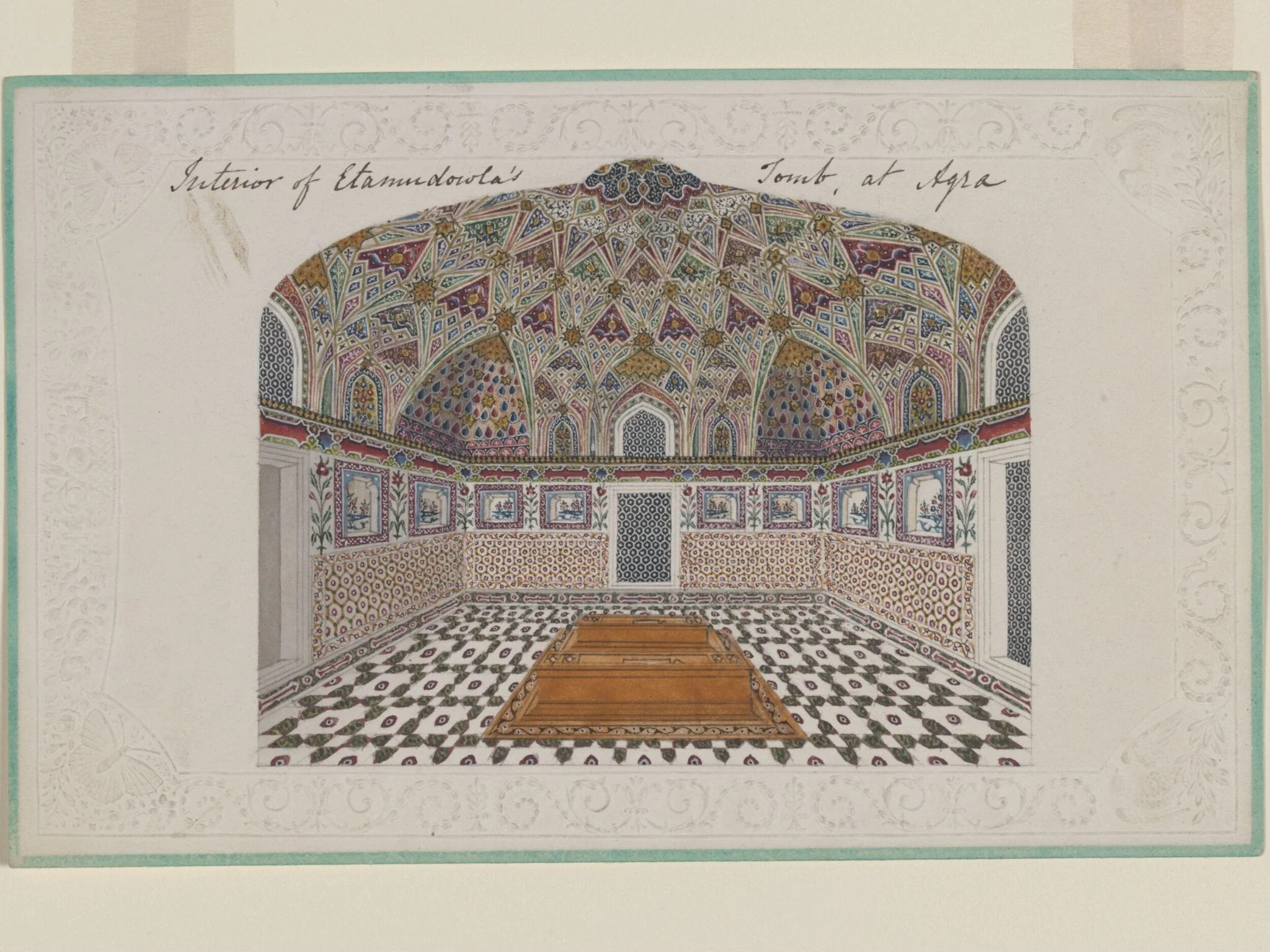 Interior of Tomb of Itimad ud-Daula., by Unknown, paint, 1820