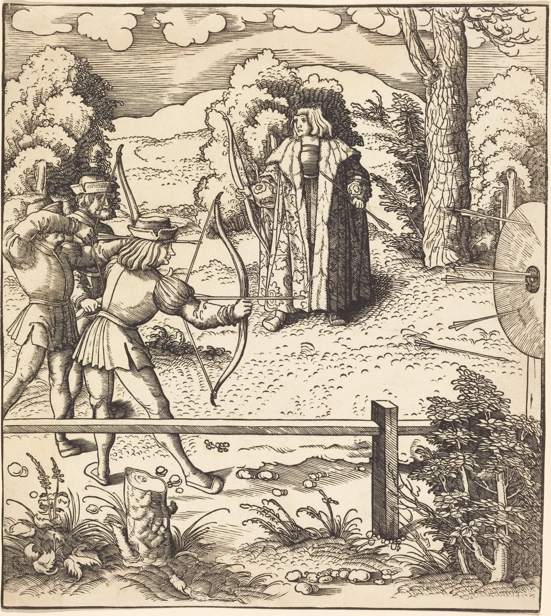 The Young White King at the Butts, by Leonhard Beck, ink, 1515
