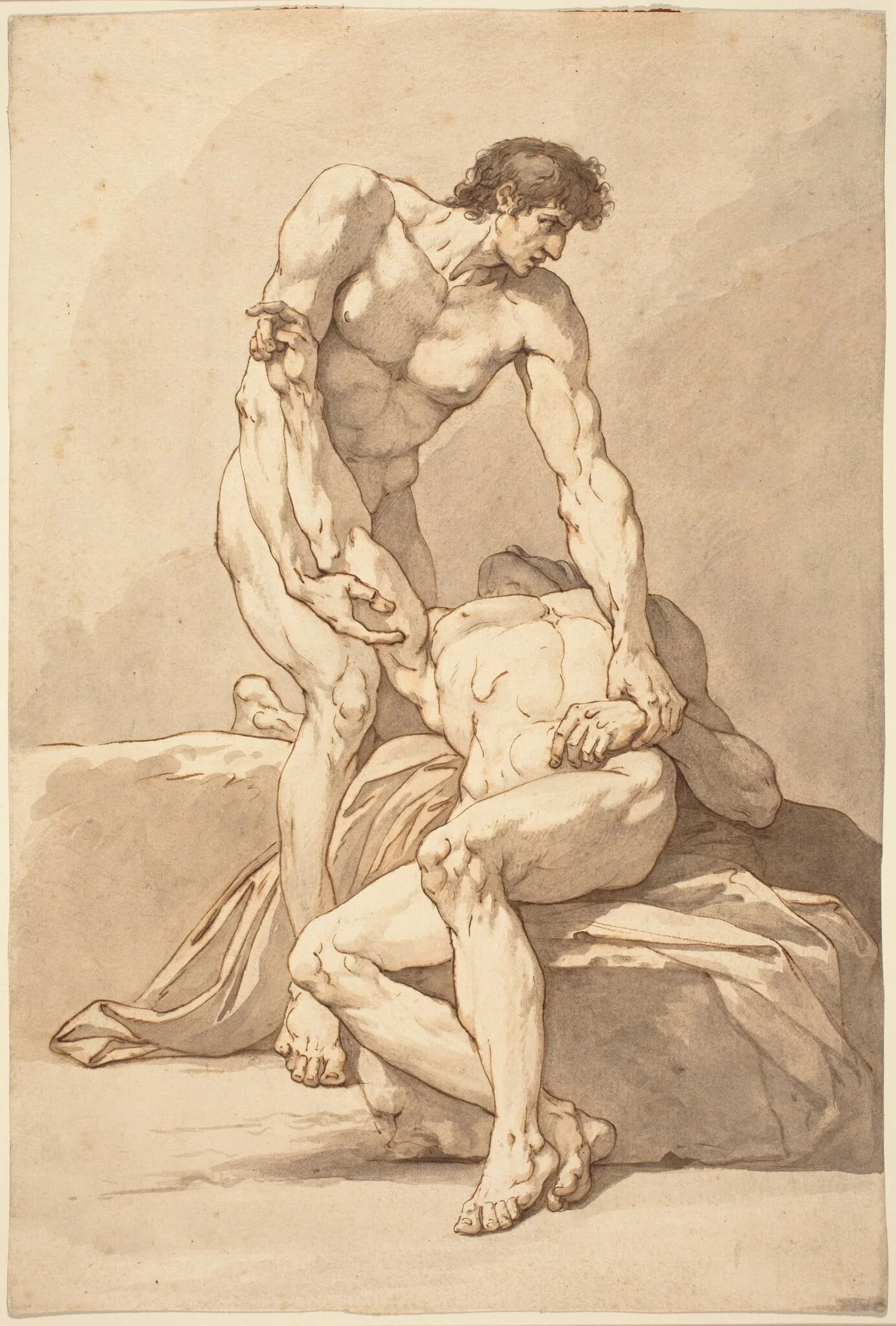 Two Nude Men, by Johann Heinrich Lips, ink, 1784
