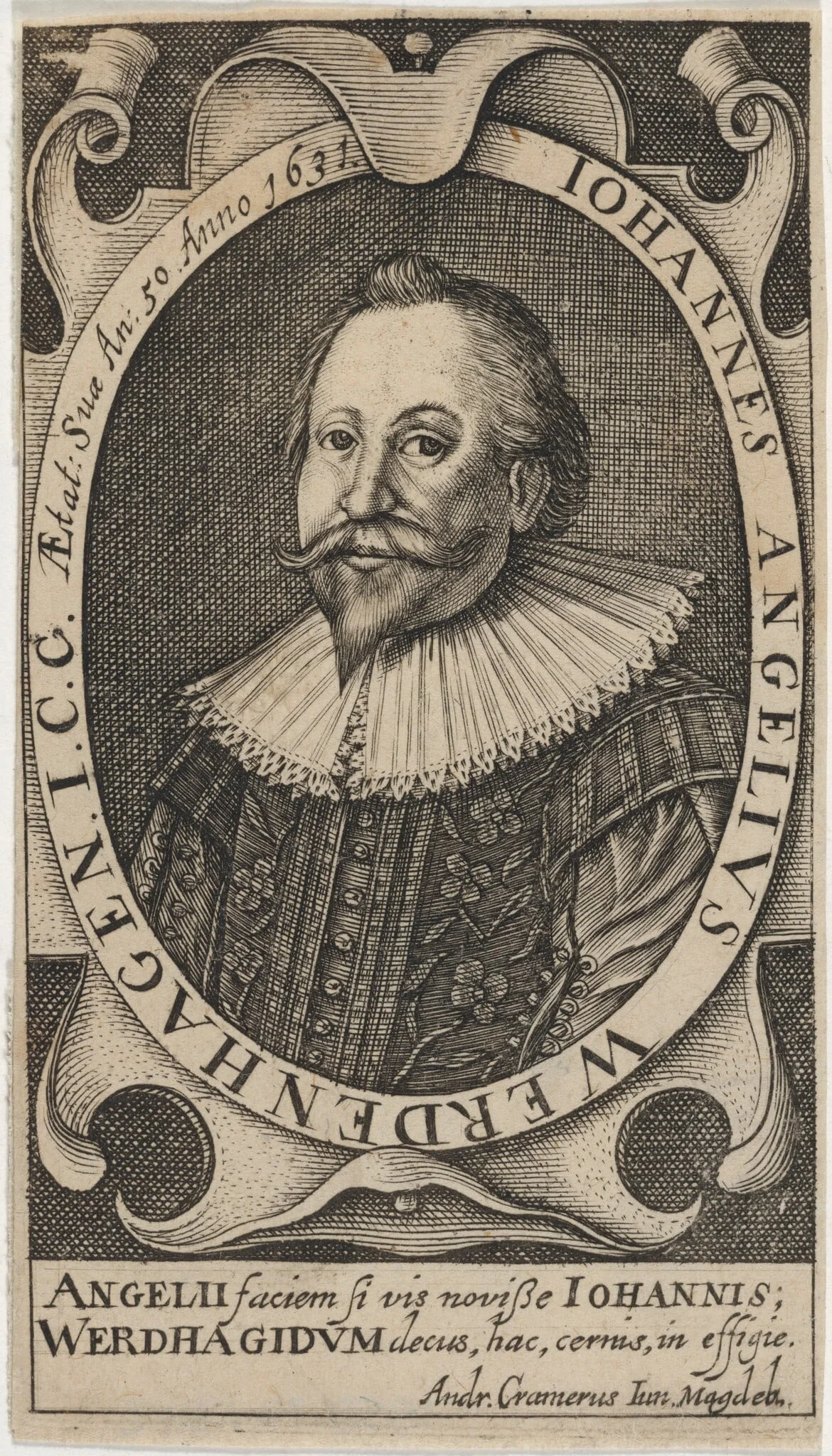 Johannes Angelius Werdenhagen, by Andr. Cramerus Iun. Magdeb., ink, 1631