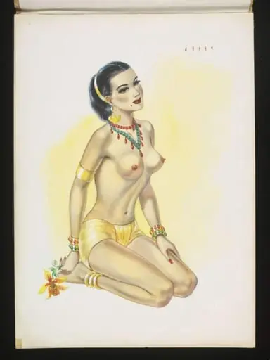 'Pin-up' wearing a loin cloth and jewellery
