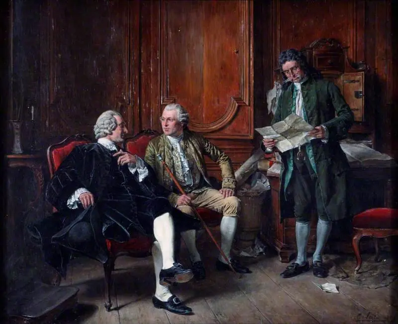 Conversation Piece: Three Men in Eighteenth-Century Costume