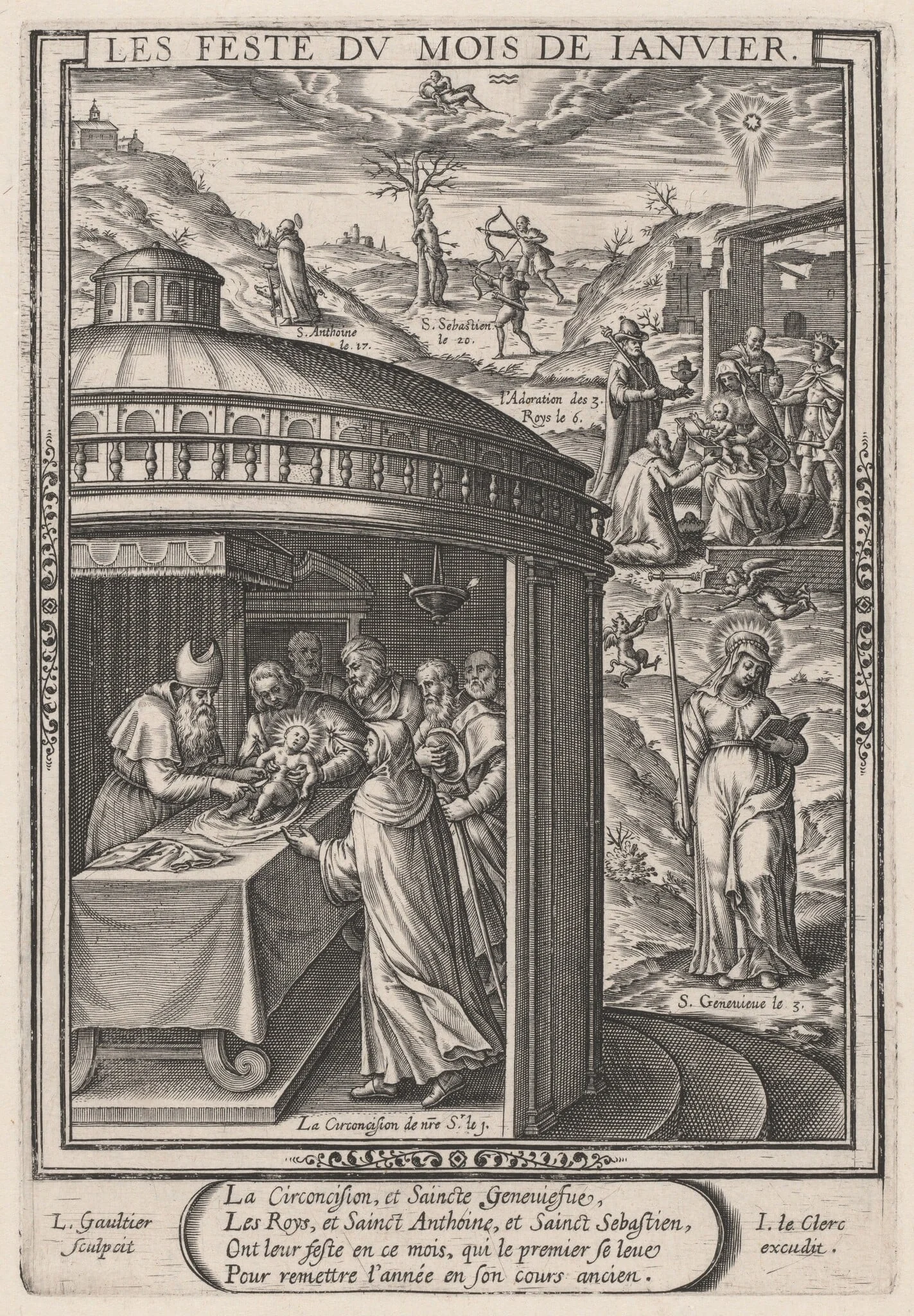 Les Feste du mois de Janvier (January: the Circumcision), by Léonard Gaultier, ink, 1603