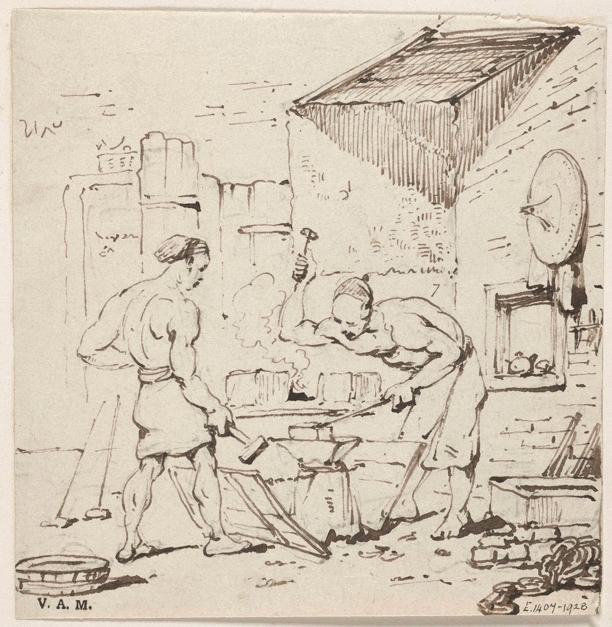 Two blacksmiths at work