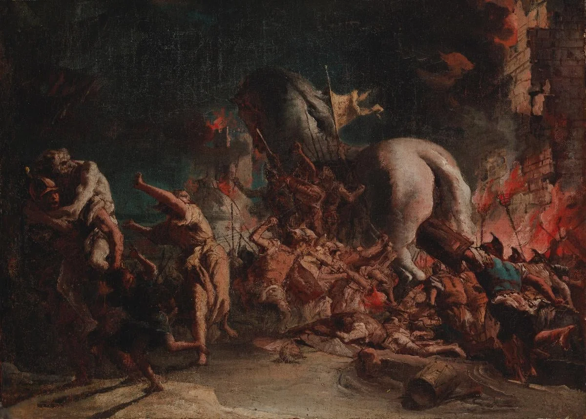 Kreikkalaiset hyökkäävät Troijaan, by Giovanni Domenico Tiepolo, unspecified, 1769