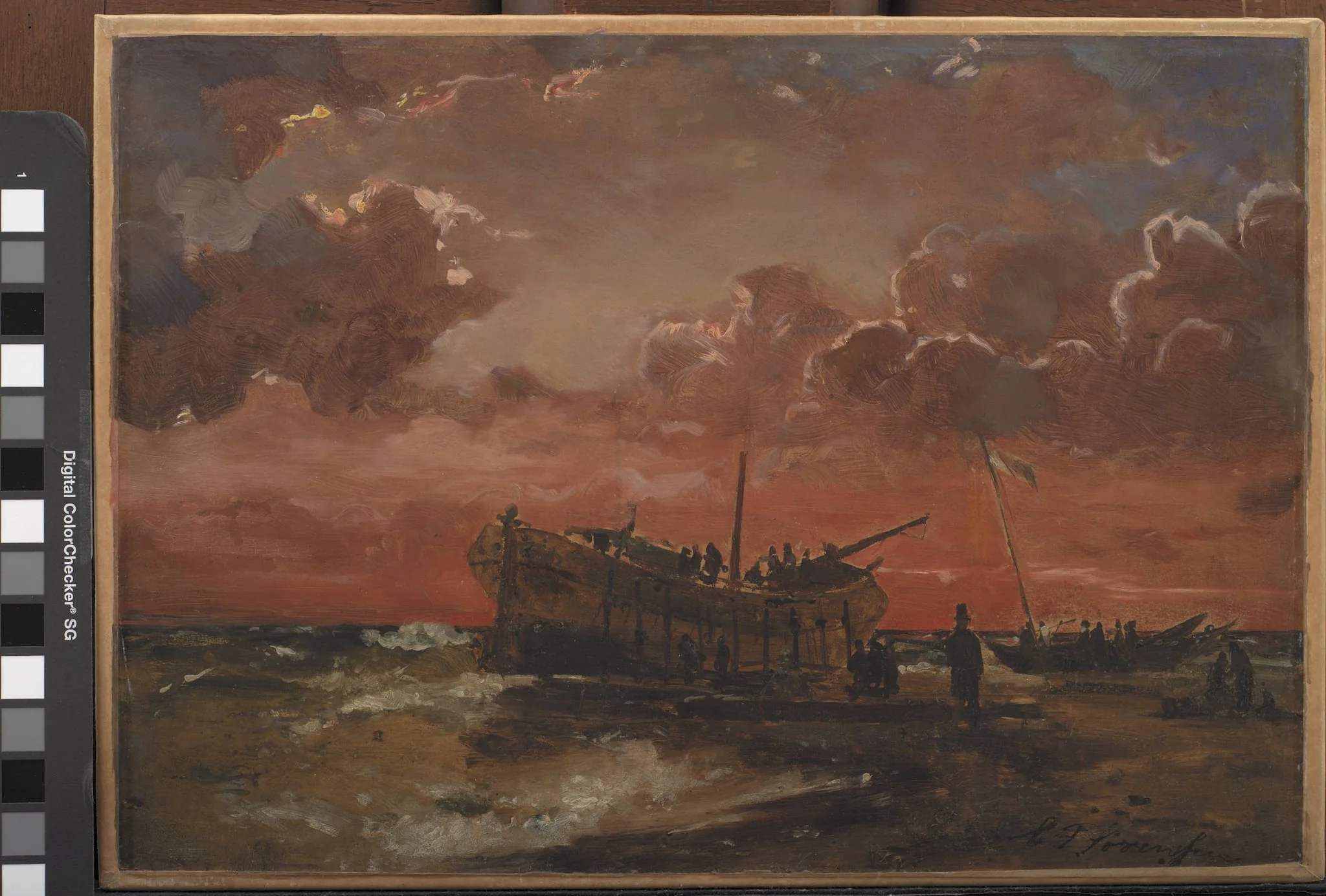 A Wreck on the West Coast of Jutland at Sunset, by Unknown, 1847