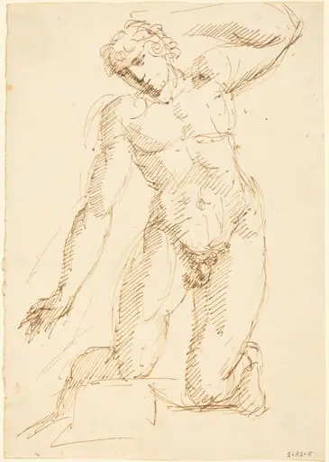 A Male Nude Kneeling