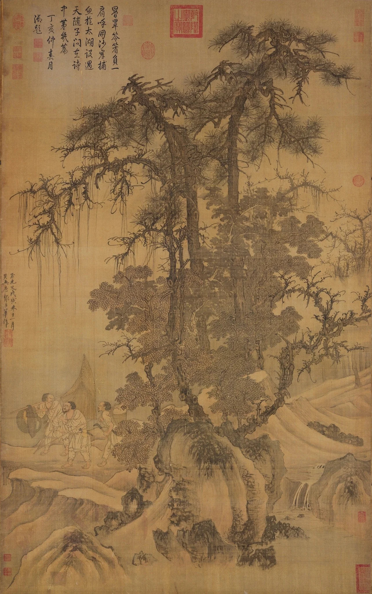 Fishermen Returning on a Frosty Bank, by Tang Di, unspecified, 1338