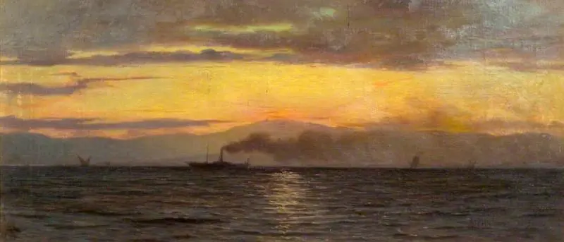 A Steamer on Lake Geneva: Evening Effect
