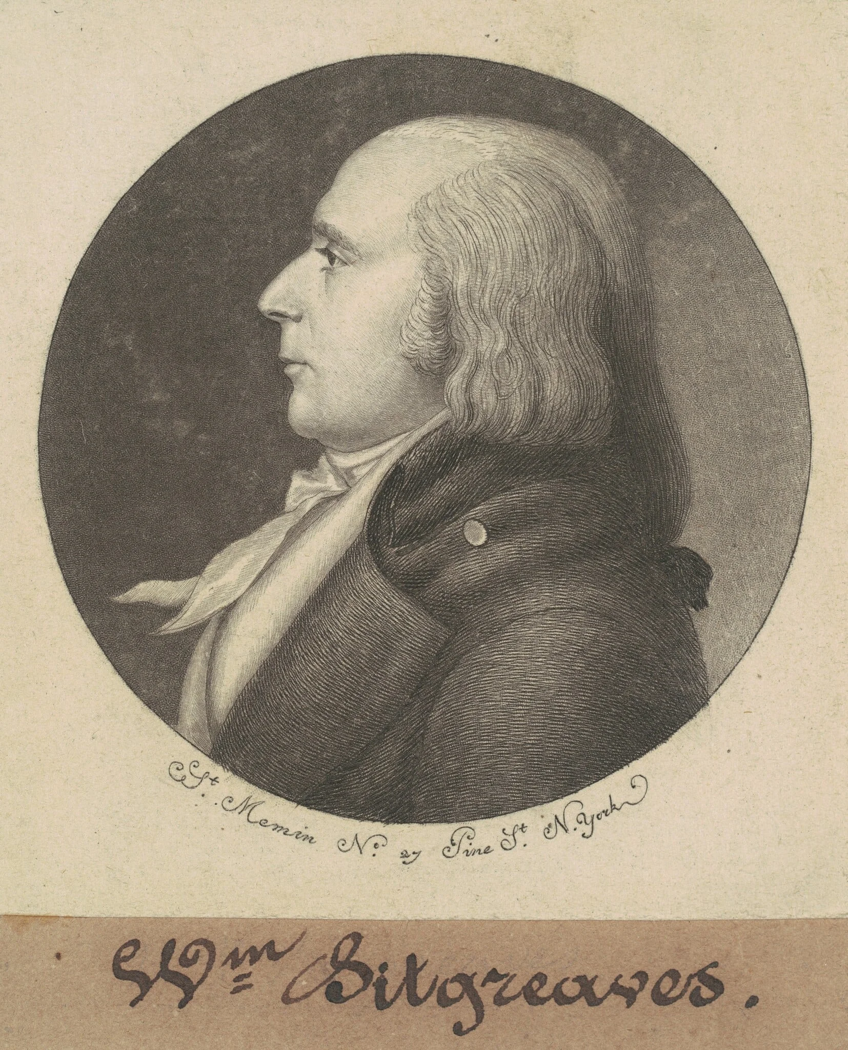 John Sitgreaves, by Charles Balthazar Julien Févret de Saint-Mémin, ink, 1798