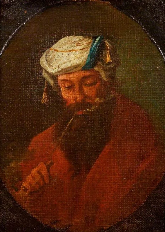 An Arab Smoking a Pipe, by Unknown, oil, 1870
