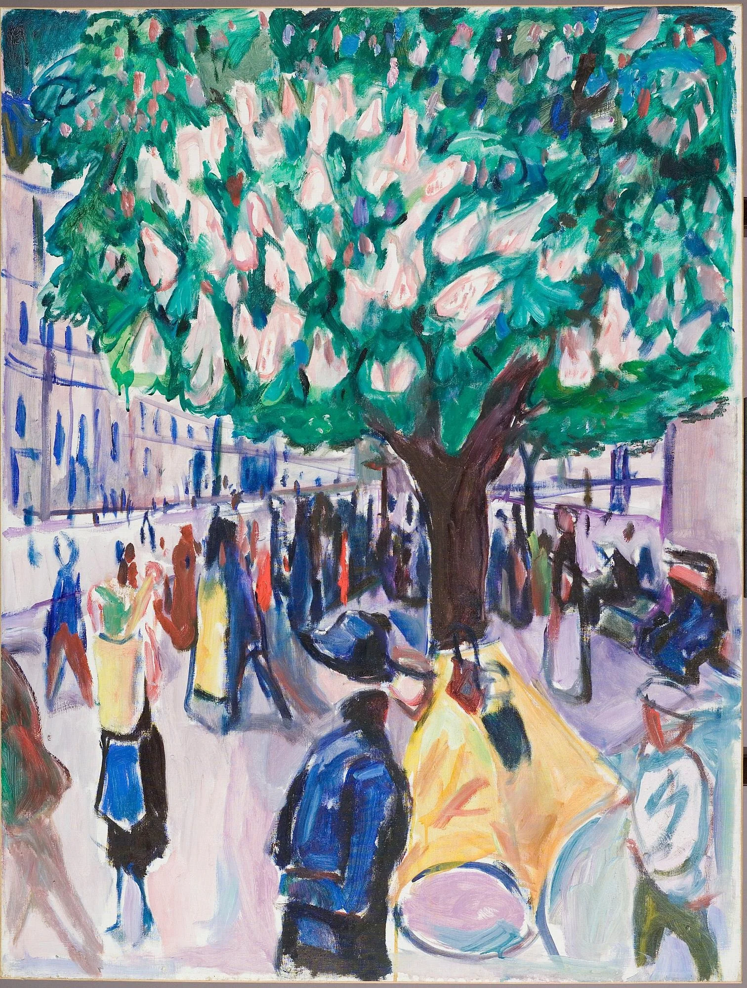 Street With Chestnut in Blossom
