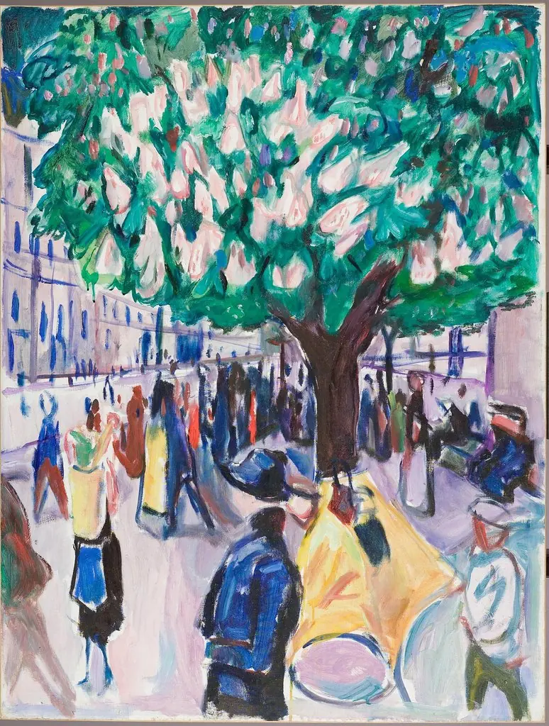 Street With Chestnut in Blossom
