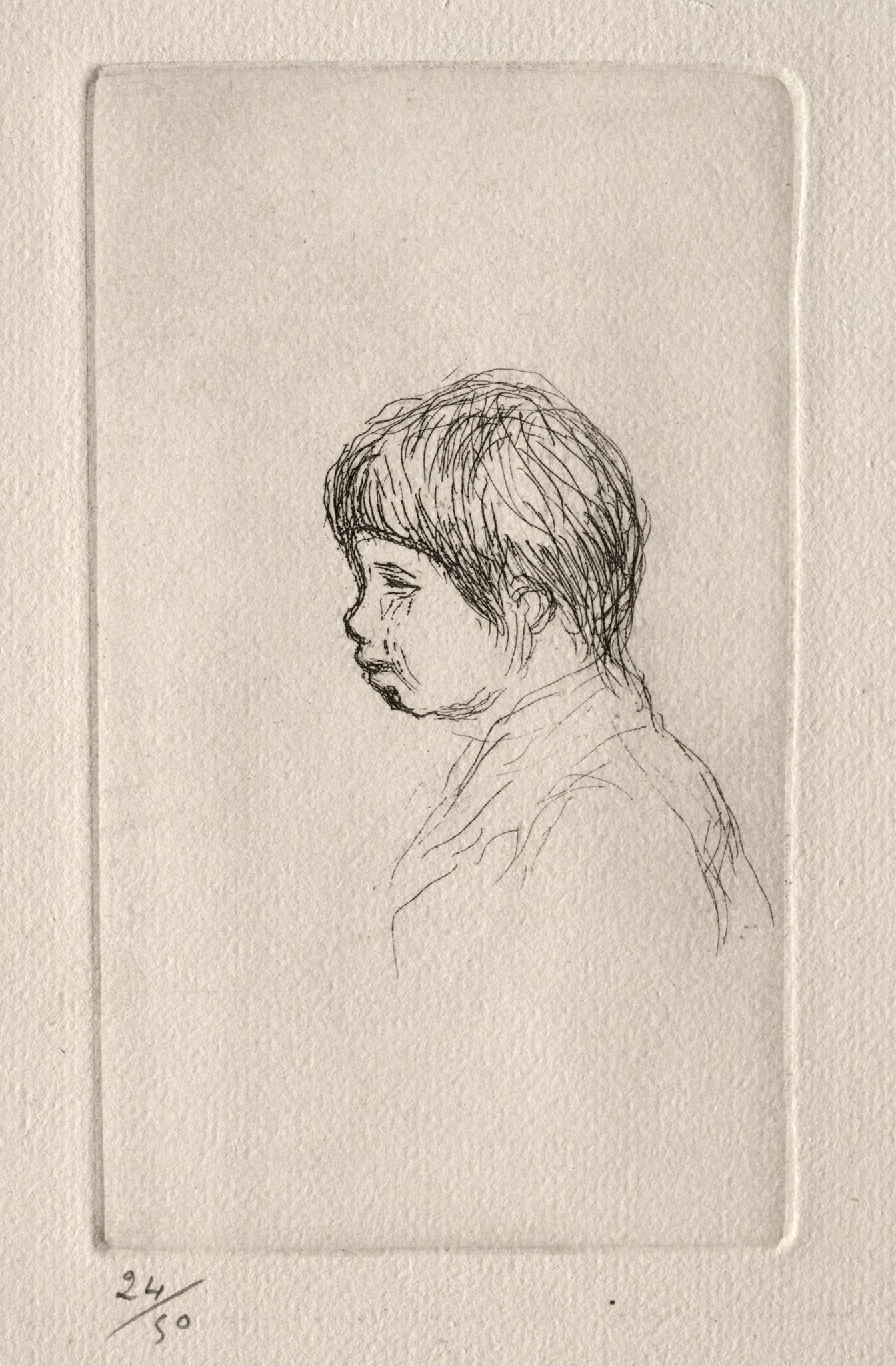 Claude Renoir, the Artist's Son, in Profile, by Auguste Renoir, 1908