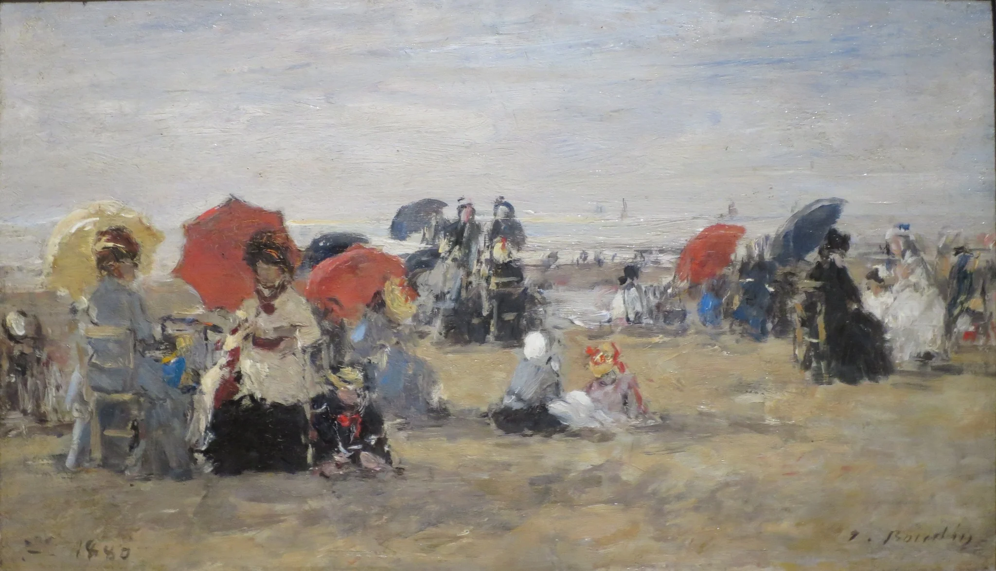 The Beach at Trouville, by Eugène Boudin, oil, 1890