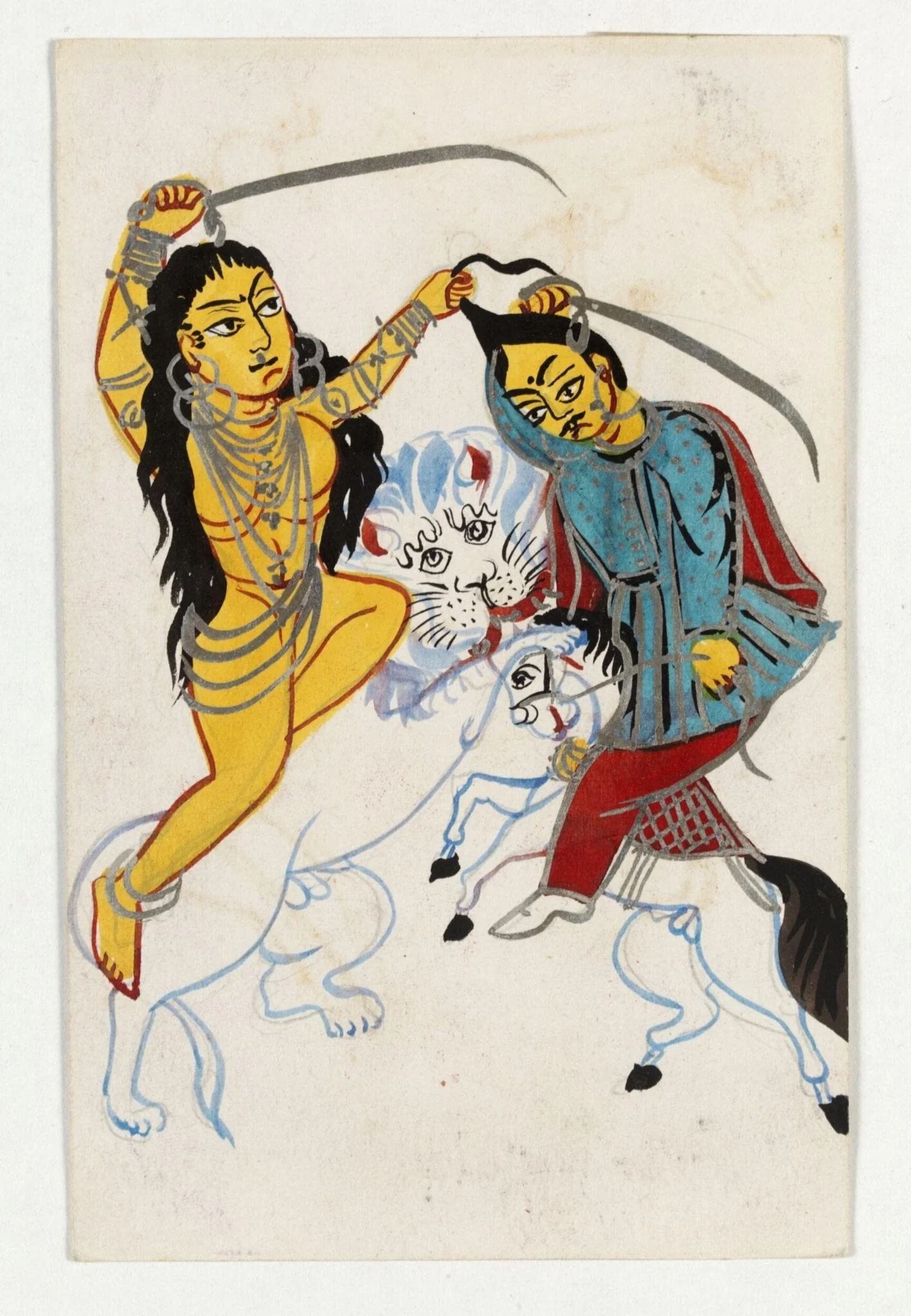 Durga and Nisumbha, by Unknown, paint, 1890