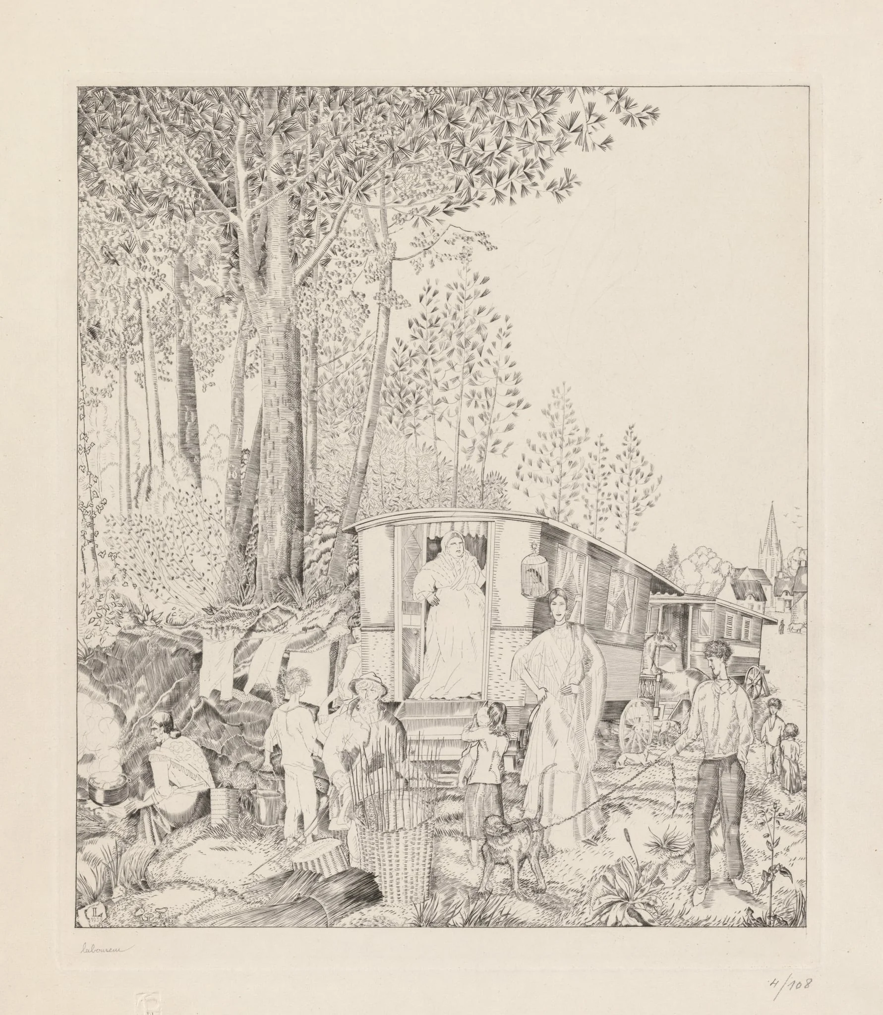 La Halte des Bohémiens, by Jean-Émile Laboureur, 1938