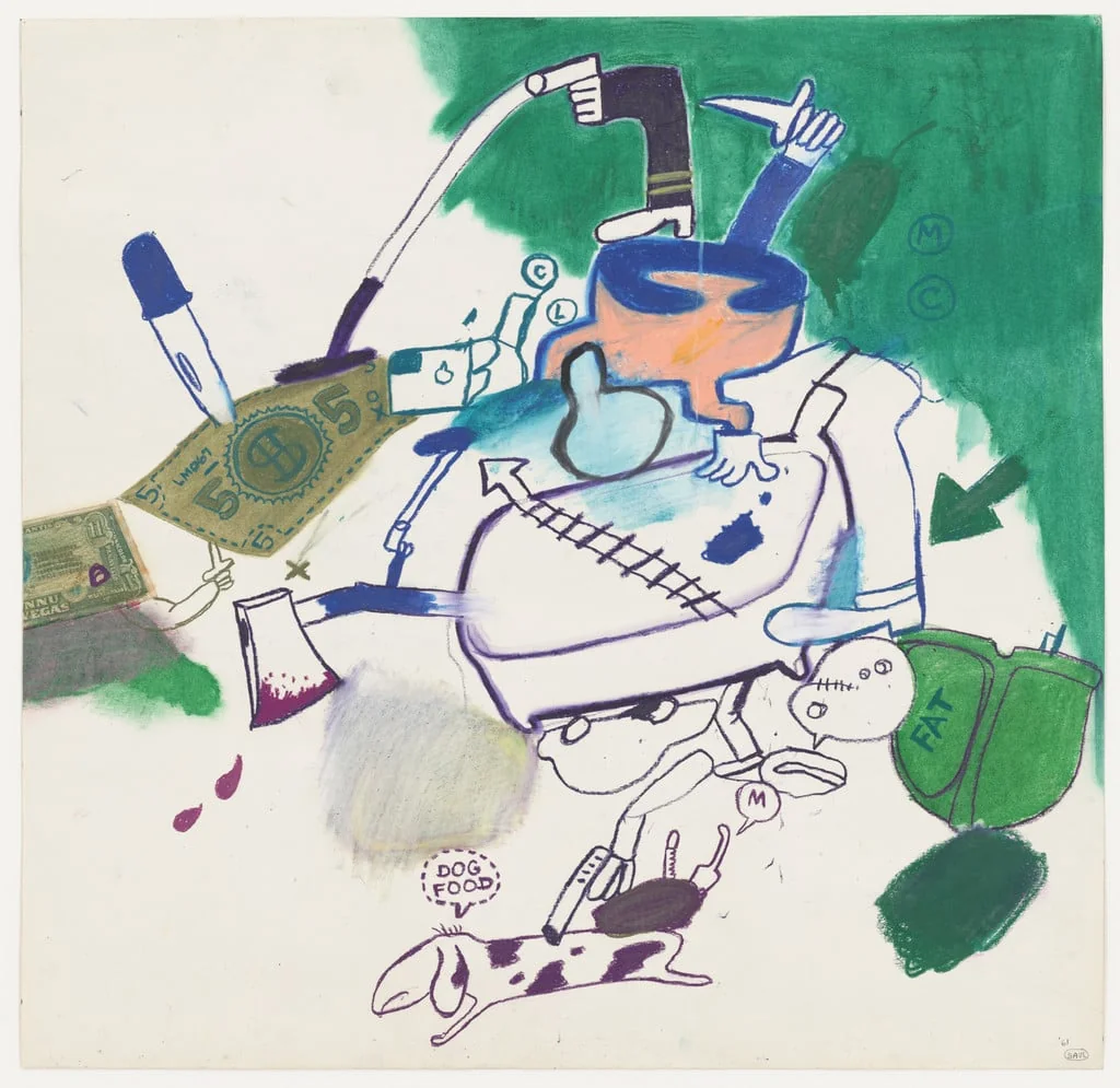 Untitled, by Peter Saul, crayon, 1961